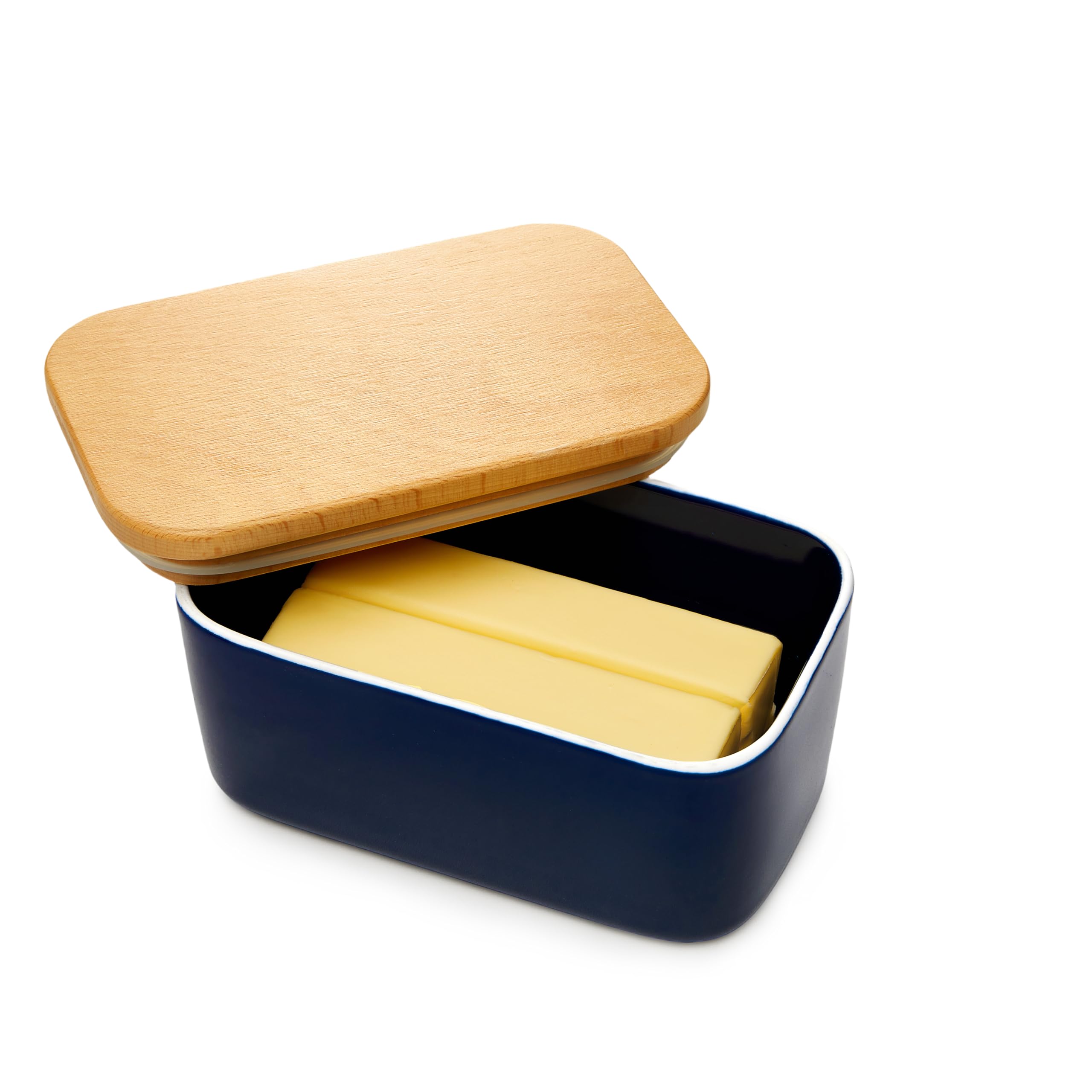Sweese Large Airtight Butter Dish with Lid - Holds 2 Sticks of Butter, Porcelain Butter Keeper for Countertop - Perfect for Kitchen Decor & Gift (Navy) | Keep Butter Fresh for Breakfast, Baking & Cooking