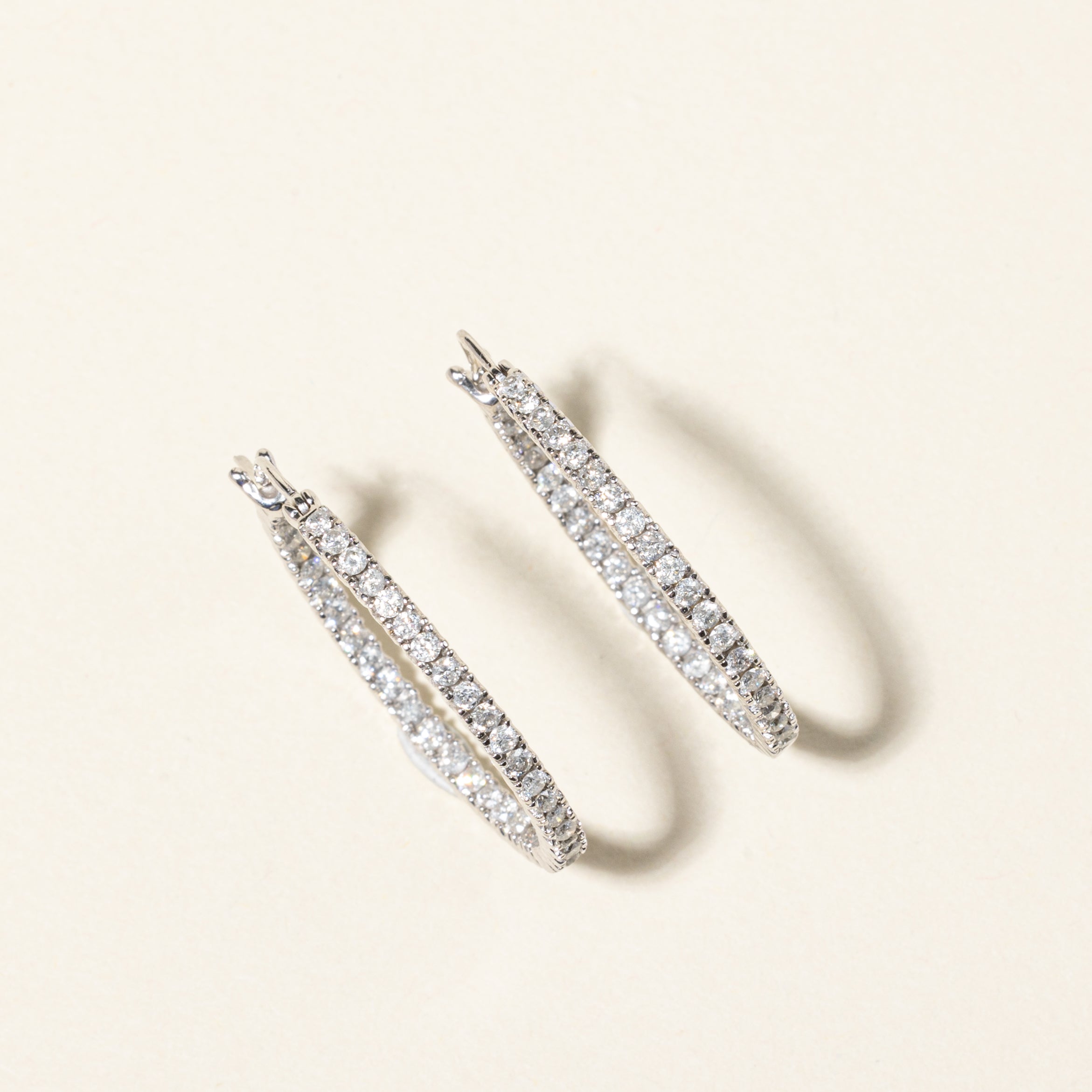14K White Gold Diamond Hoop Earrings for Women | 0.95 Carat Total Weight | Dazzling Round Cut Diamond Stud Earrings | Perfect for Weddings, Anniversaries & Special Occasions