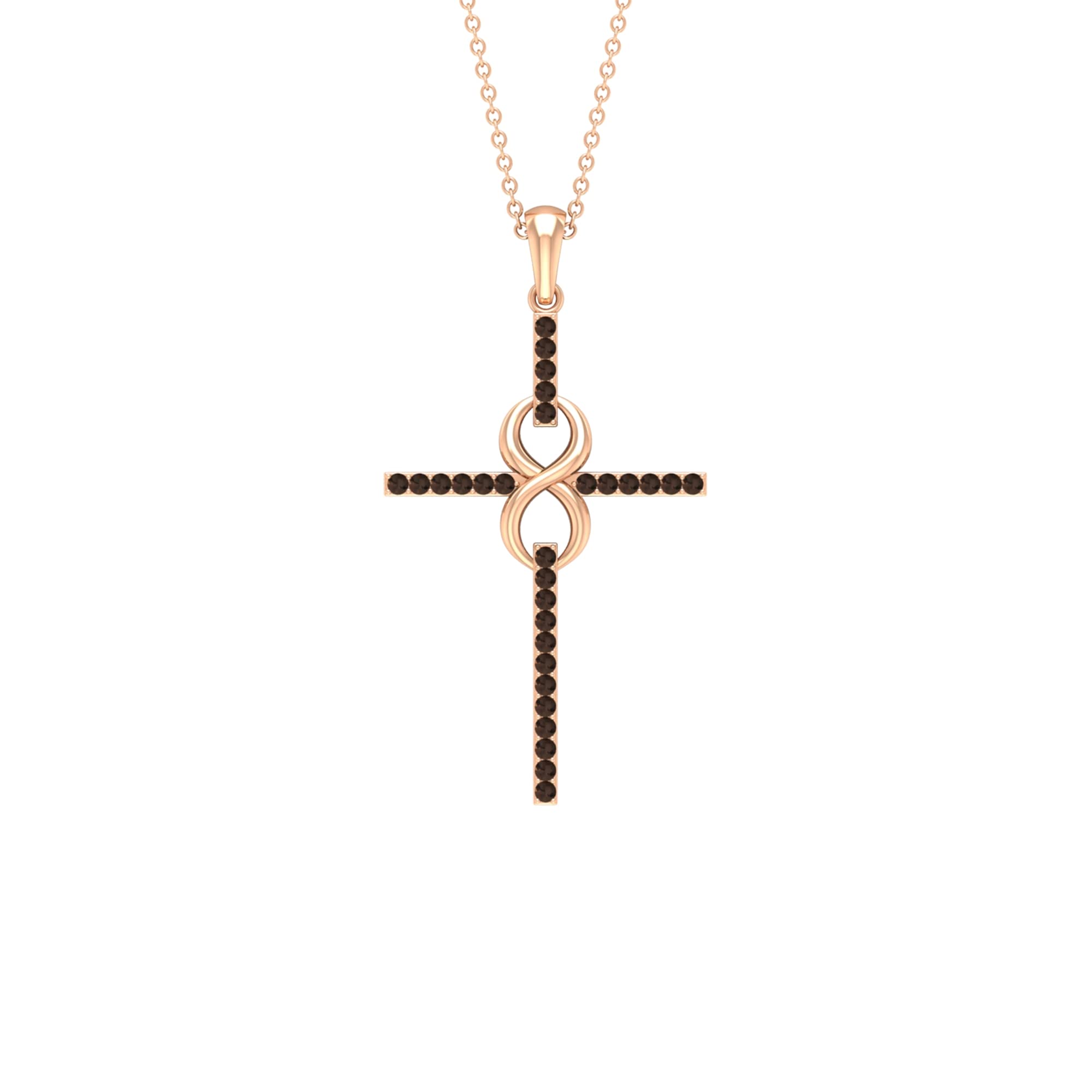 0.25 CT Smoky Quartz Holy Cross Pendant - 14K Solid Gold Infinity Cross Necklace for Women, Religious Jewelry Gift for Baptism, Confirmation & Everyday Wear