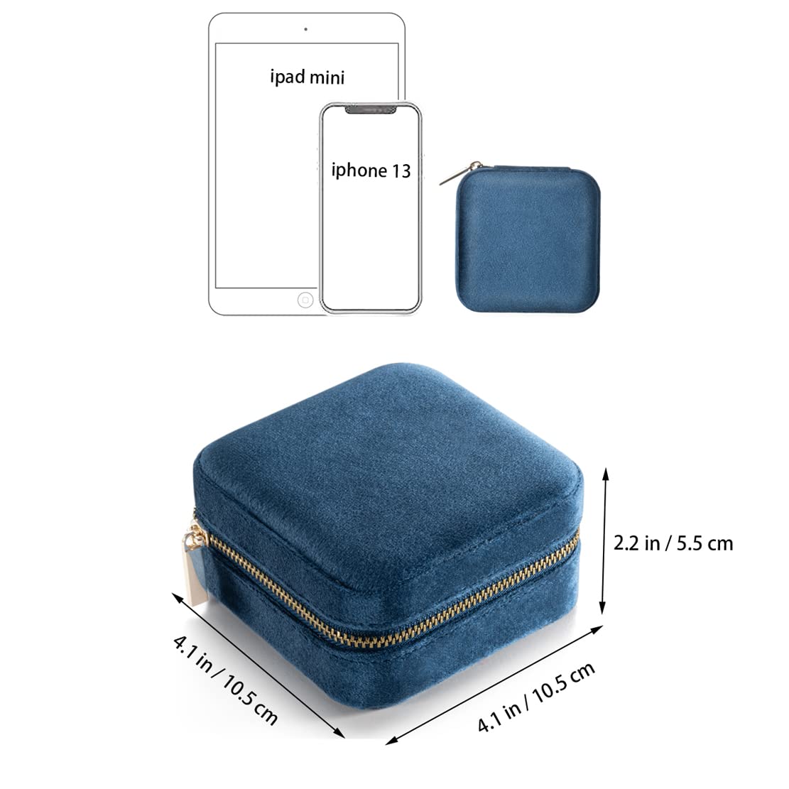 Plush Velvet Travel Jewelry Organizer Box with Mirror - Portable Jewelry Storage Case for Necklaces, Rings & Earrings - Perfect Gift for Women & Girls (Navy Blue) | Great for Travel, Home Storage & Daily Use
