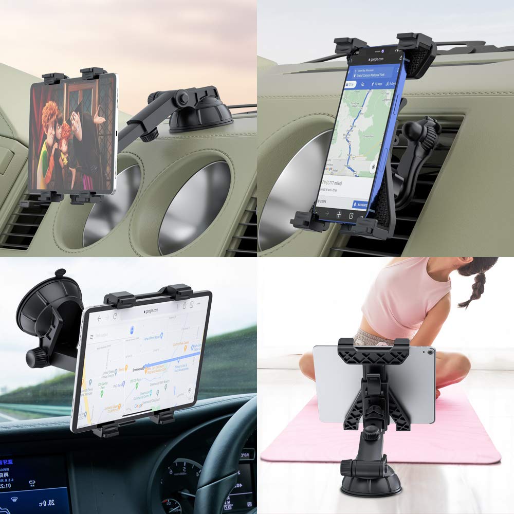 PLDHPRO Adjustable Car Tablet Holder Mount for 6-11 Inch Tablets - Universal Dashboard, Air Vent & Windshield Stand with Suction Cup - Compatible with iPad, Galaxy Tab, Z Fold - Perfect for Road Trips, GPS Navigation & Entertainment in Cars & Trucks