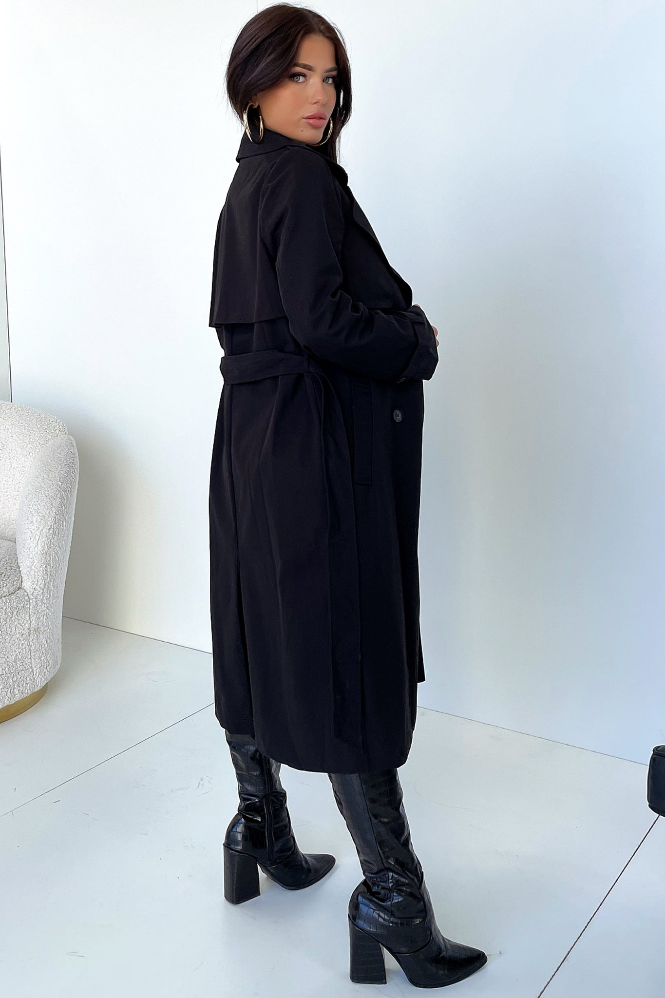 Astra Women's Black Trench Coat - Classic Waterproof Long Coat for Fall & Winter | Office, Travel & Everyday Wear