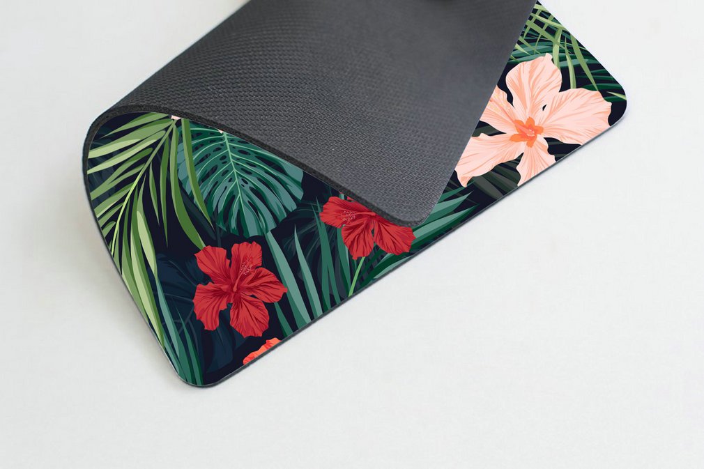 Custom Tropical Plants & Palm Tree Banana Leaves Mouse Pad - Non-Slip Gaming & Office Desk Mat for Computers, Laptops - Perfect for Work, Home & Gaming Setup