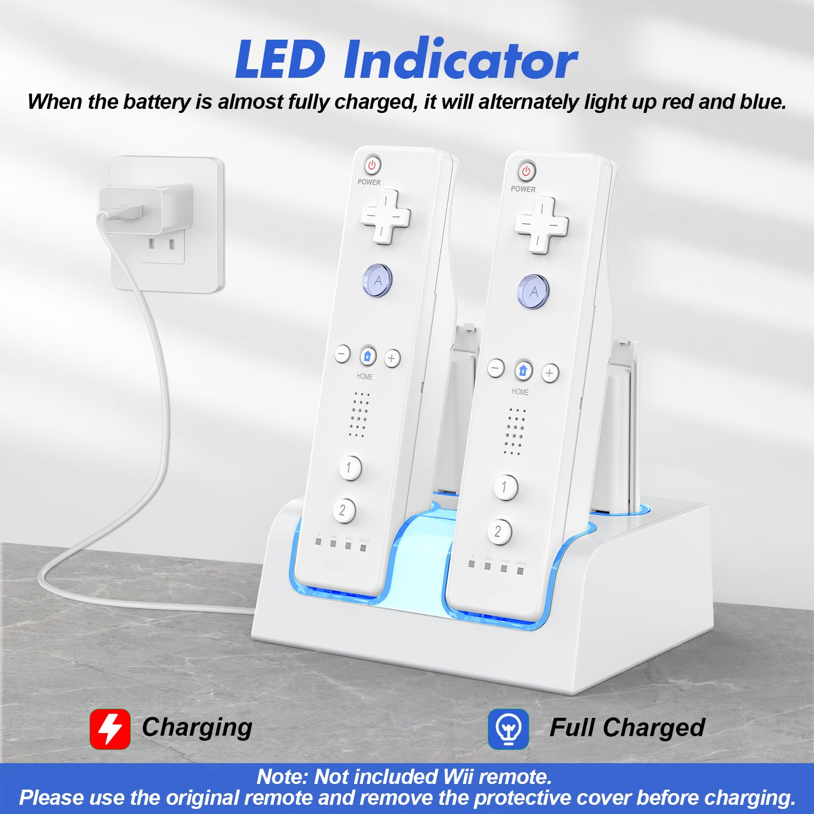 4-Pack 2800mAh Rechargeable Battery Charging Station for Wii & Wii U Controllers - Fast Charging Dock with LED Indicators | Perfect for Gaming Sessions & Multiplayer Parties