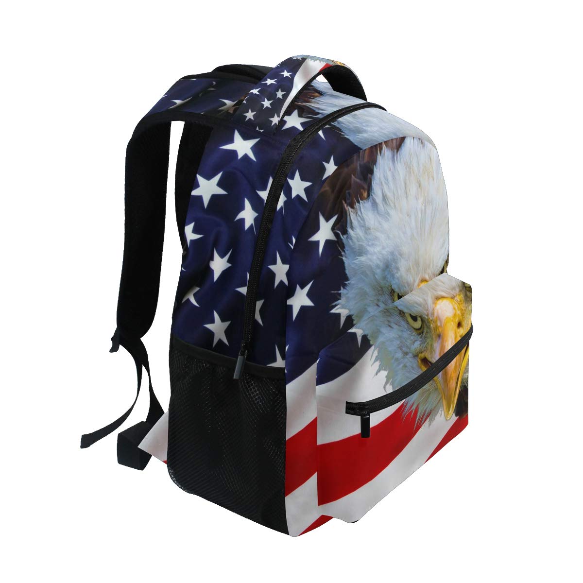 ALAZA American Bald Eagle USA Flag Print Large Backpack - Durable Laptop iPad Tablet Travel School Bag with Multiple Pockets for Men & Women | Perfect for College, Work, Hiking & Daily Commute