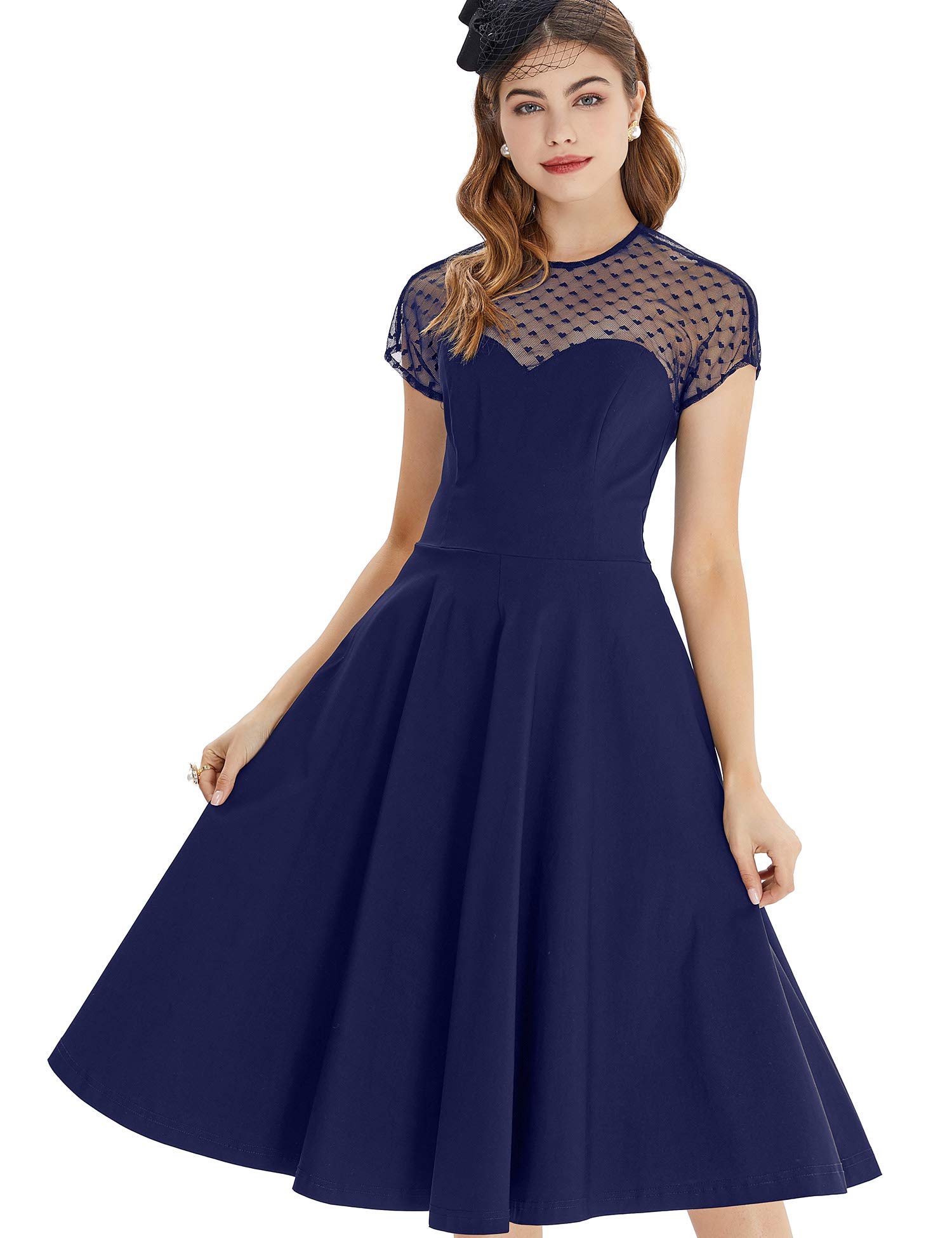 GownTown Women's 1950s Vintage Style Midi Shirt Dress with Belt - Elegant Cocktail Party Dress for Office, Date Night & Special Occasions