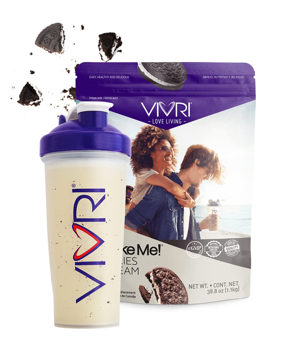 VIVRI Shake Me! Cookies & Cream Protein Powder - 20 Servings | High Protein Meal Replacement & Vegan Snack | Gluten Free Whey Protein | Perfect for Post-Workout Recovery, Weight Management & On-the-Go Nutrition | Mixes Easily in Shaker Bottle with Water