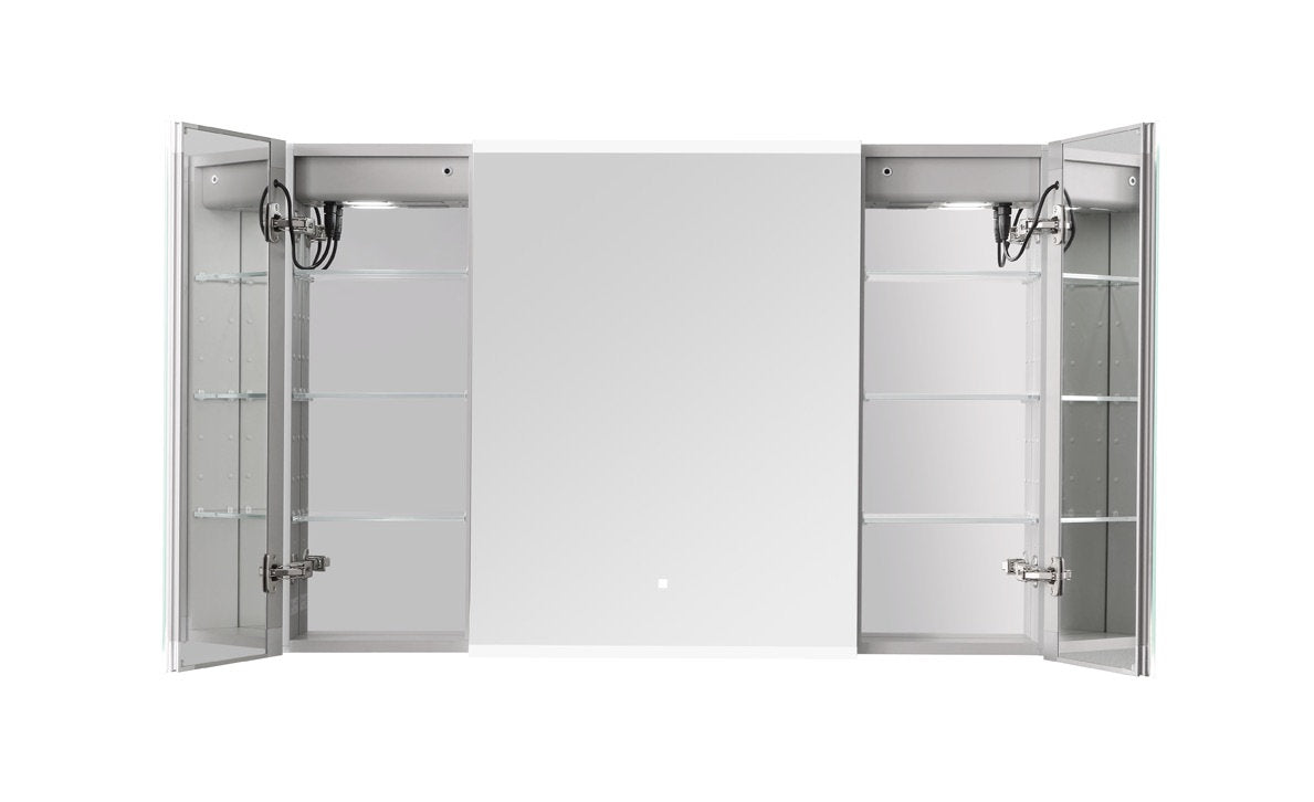 Aquadom Edge Royale 40x32 Inch LED Lighted Triple Door Bathroom Medicine Cabinet - Perfect for Modern Homes, Spas & Luxury Vanities