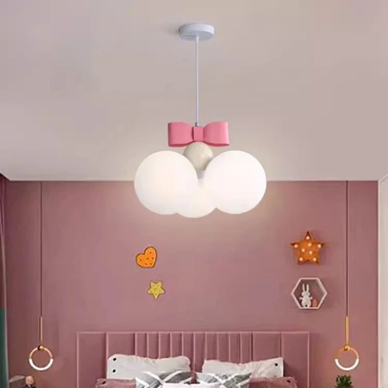 Elegant Pink Bow Princess Chandelier Light for Girls' Bedroom - Perfect for Nursery, Birthday Party & Fairy Tale Decor