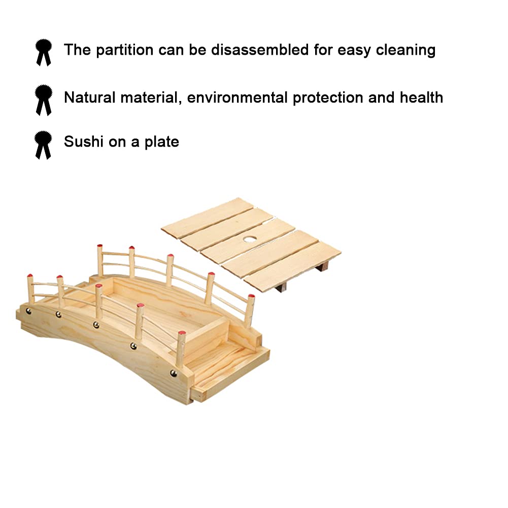 WSHA Bamboo Sushi Boat Arch Bridge - Eco-Friendly 100% Food Safe Sushi & Sashimi Serving Platter for Home & Restaurant Use - Perfect for Japanese Cuisine, Party Serving, and Decorative Presentation