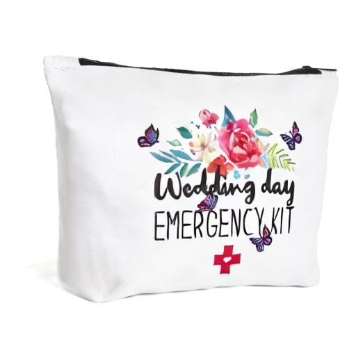 Fokongna Wedding Emergency Kit - Same Day Delivery Cosmetic Bag for Bride & Bridesmaids, Bridal Shower Gift, Bachelor Party Toiletries Travel Pouch - Perfect for Wedding Day Prep, Honeymoon & Travel Essentials
