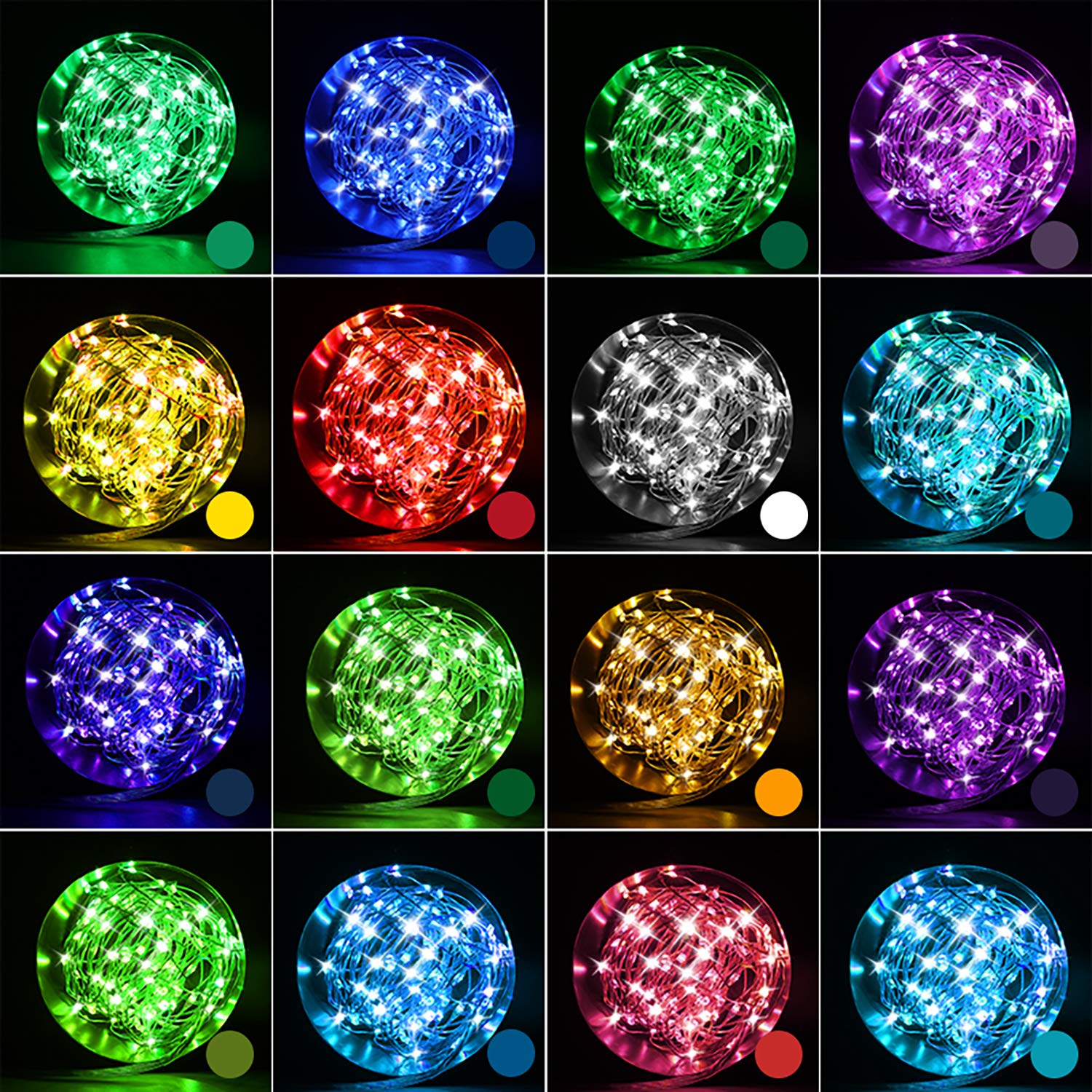 16-Color LED Fairy Lights 40ft with Remote - Bedroom & Christmas Decor