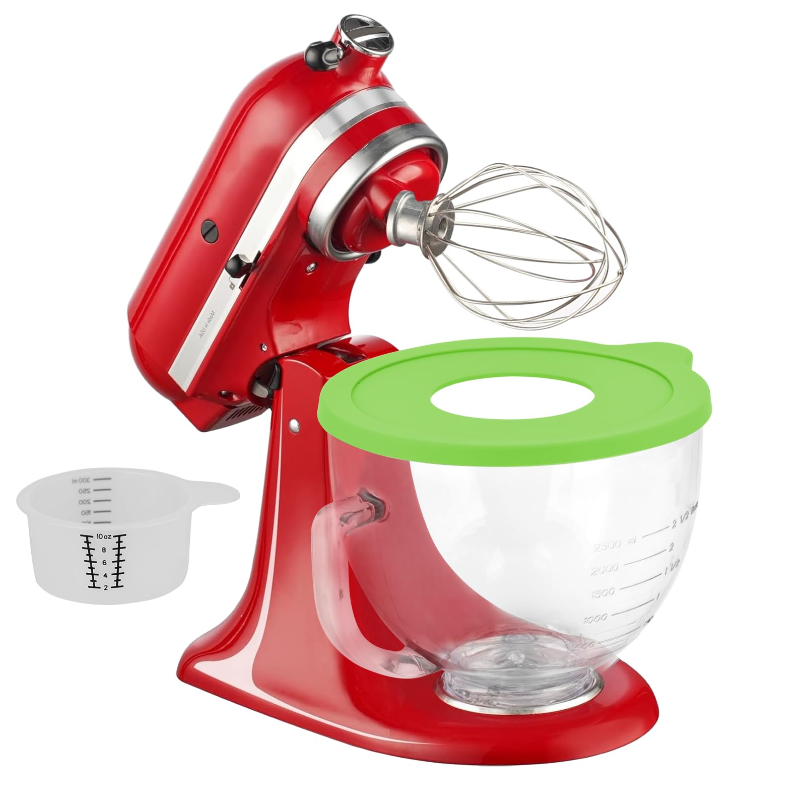 Glass Mixing Bowl Compatible with KitchenAid 4.5/5 QT Tilt-Head Stand Mixer - Microwave & Freezer Safe with Measurement Markings & Lid - Perfect for Baking, Meal Prep & Food Storage