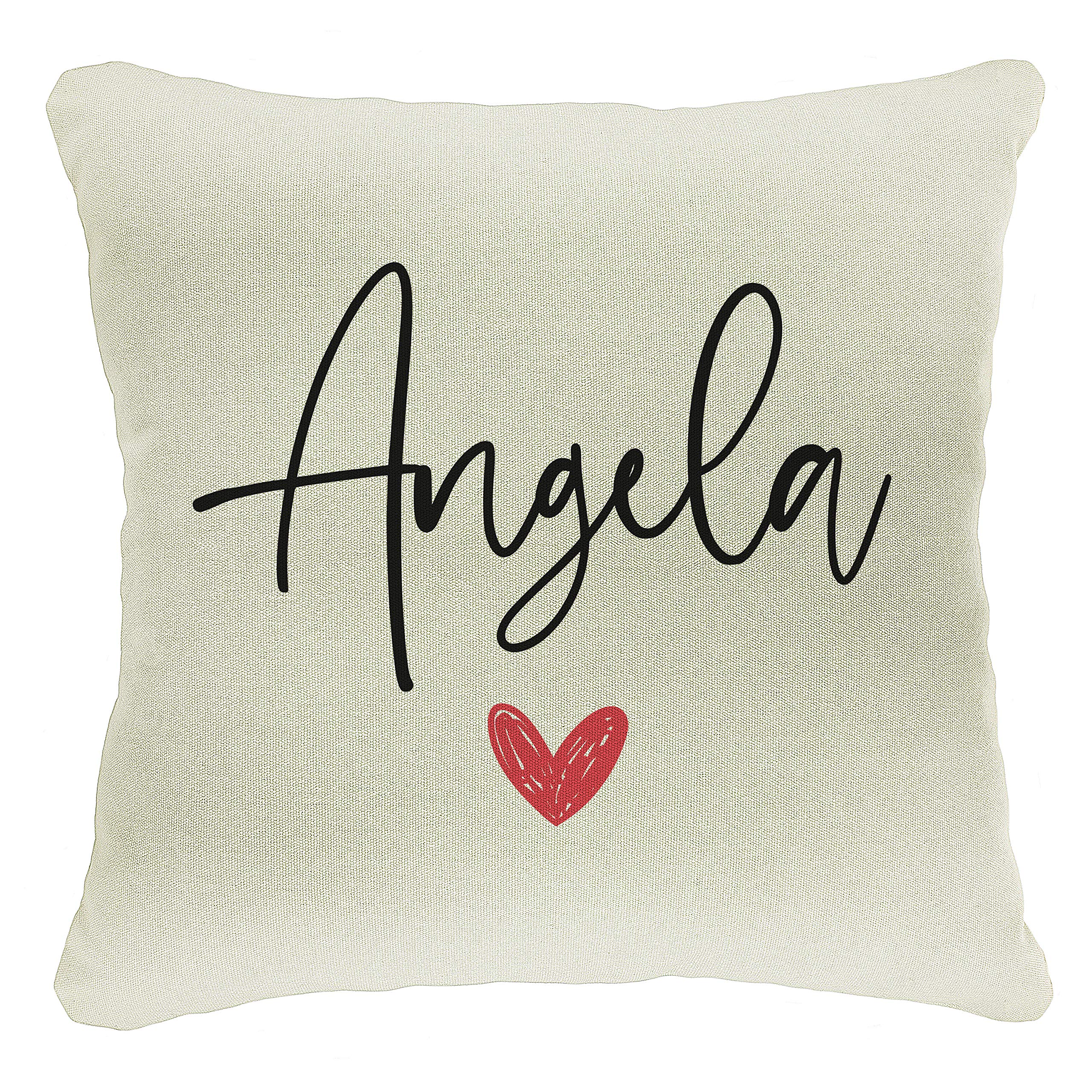 Personalized Name Heart Throw Pillow Cover - 18x18 Inch Customized Anniversary, Valentine's, Mother's Day & Father's Day Gift - Christmas Home Decor & Housewarming Present - Perfect for Couples, Parents & Home Decoration