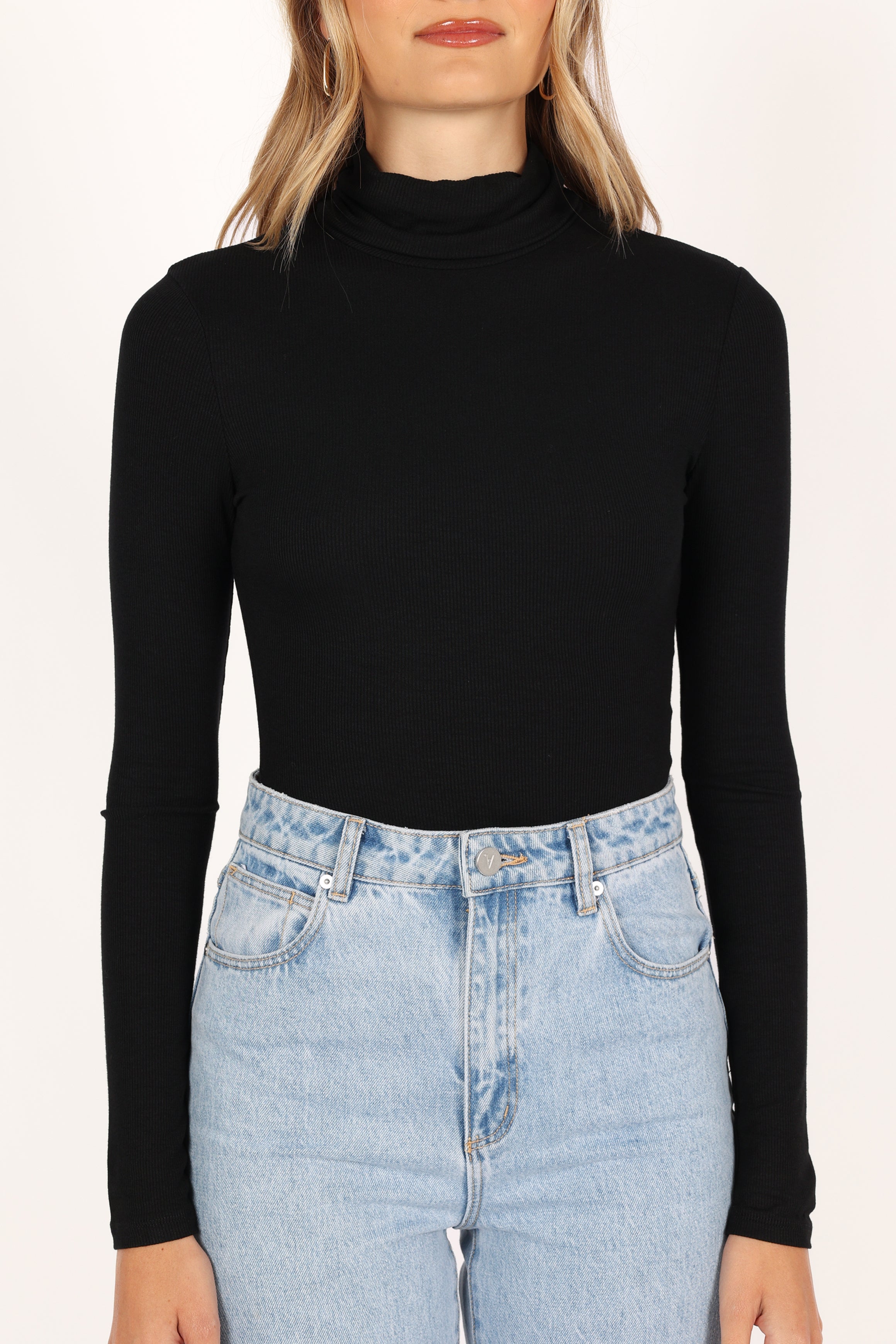 Hamish Ribbed Knit Bodysuit for Women - Stretchy Slim Fit Black Long Sleeve Bodycon Shirt | Perfect for Layering, Date Night & Casual Outfits