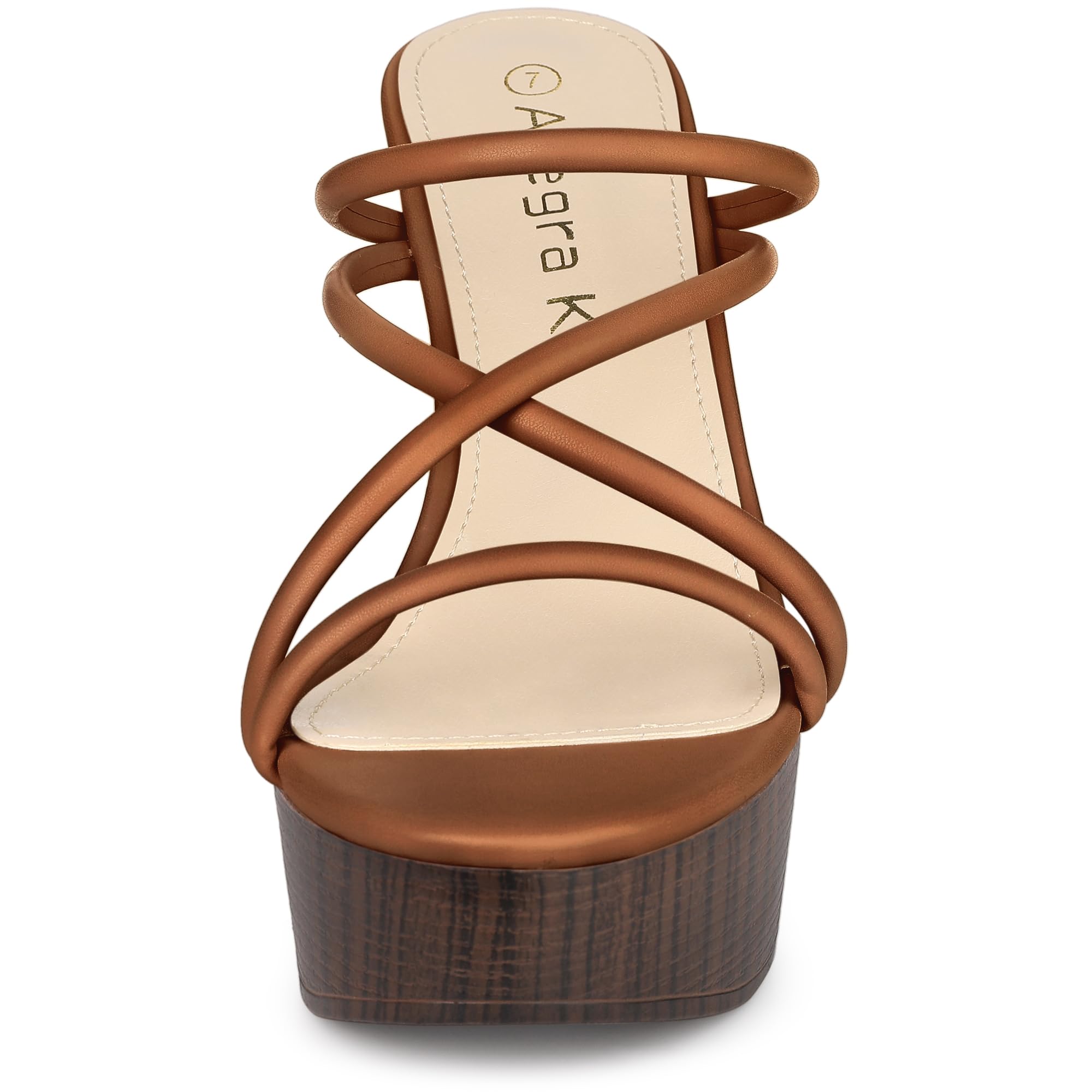 Allegra K Women's Chunky Heel Strappy Platform Slide Sandals - Comfortable Summer Dress Shoes for Weddings, Parties & Beach Vacations
