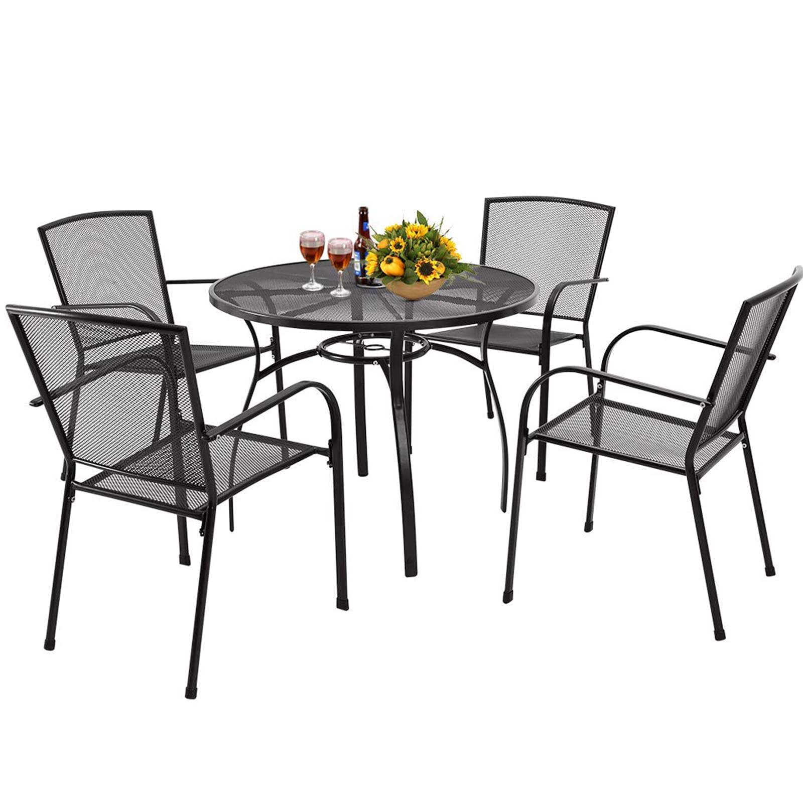 AECOJOY 5-Piece Outdoor Dining Set - Patio Table & 4 Chairs with 1.73