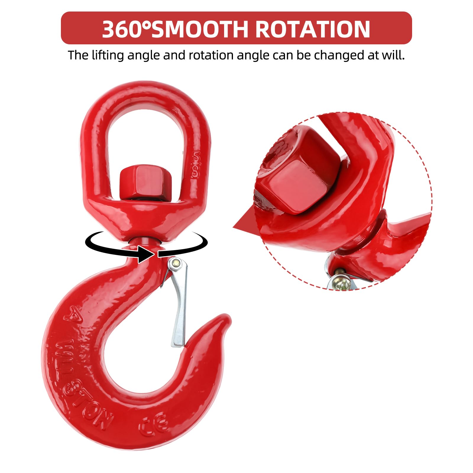 NORJIN 7-Ton Heavy Duty Swivel Hook - Grade 80 Alloy Steel Rigging Swivel with Safety Latch - 15,400 lbs Working Load Limit - Ideal for Crane Lifting, Construction Rigging & Industrial Hoisting Applications