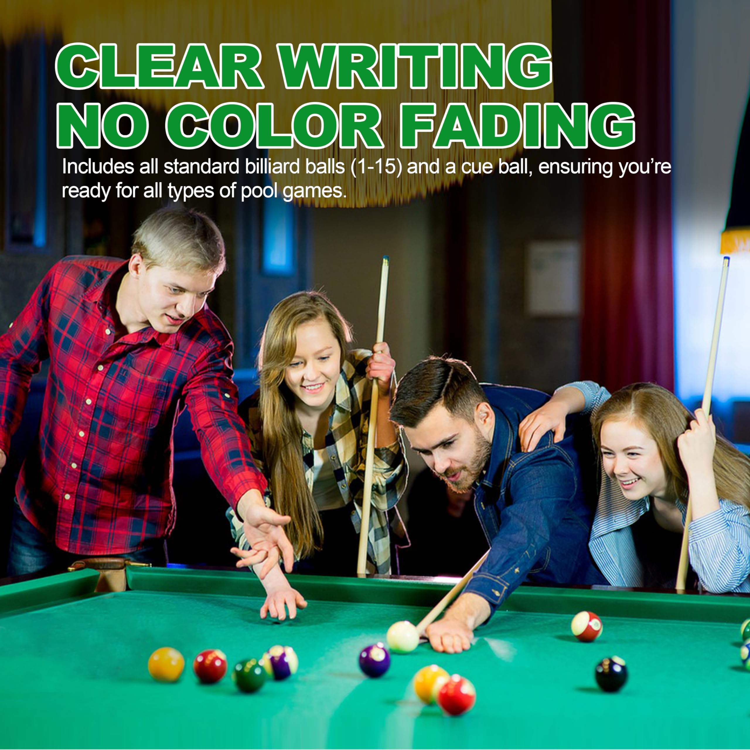 Professional Pool Billiard Balls Set - 16pcs 2-1/4 Inch High-Quality Polyresin Balls for Competition & Home Game Rooms | Perfect for Tournament Play, Bars, and Family Entertainment