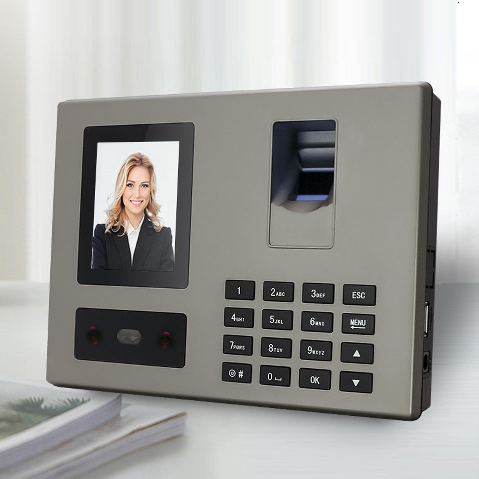 Biometric Time Clock with Fingerprint & Face Recognition - 1500 User Capacity, TFT LCD Screen, US Plug - Ideal for Small Business Employee Attendance Tracking & Workforce Management