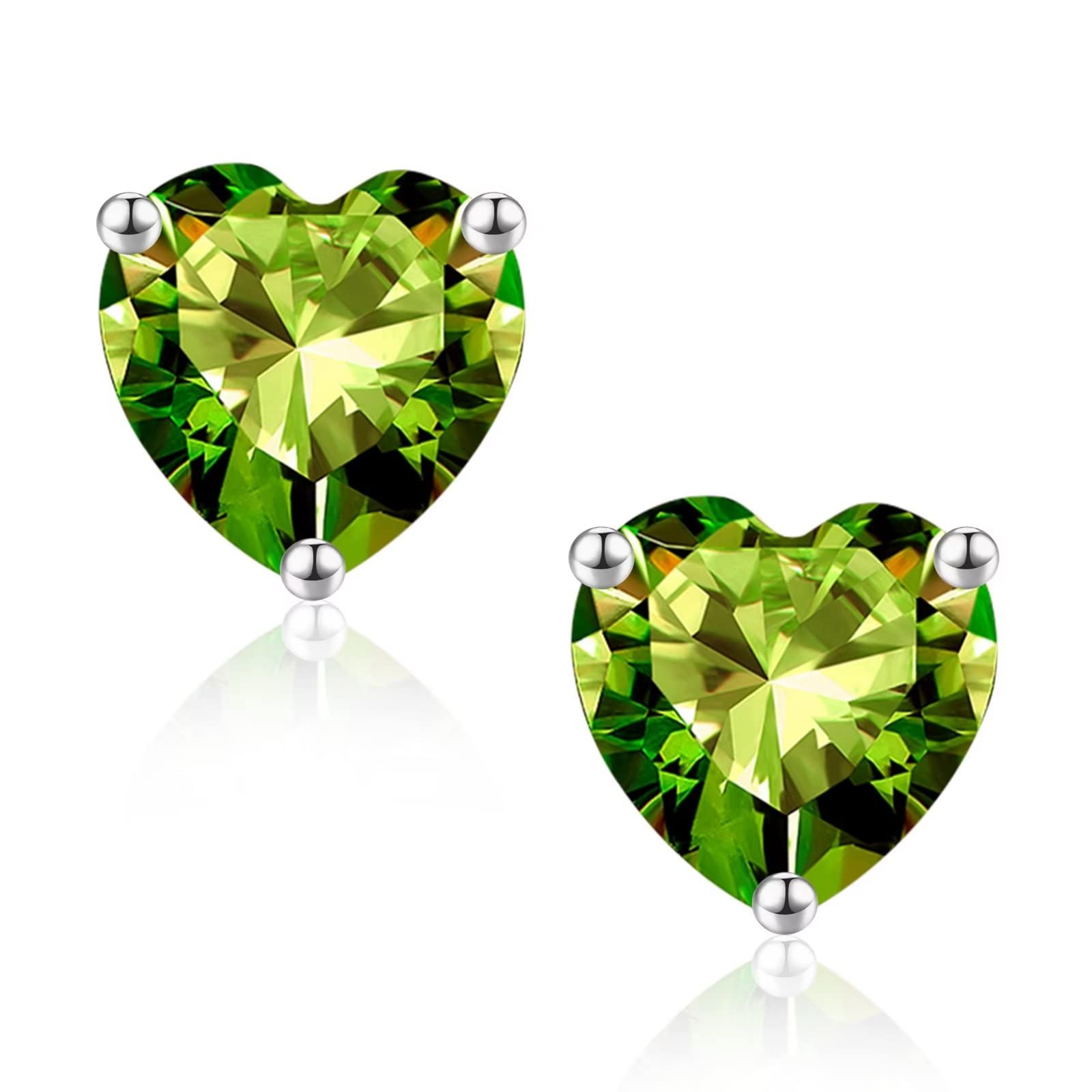 925 Sterling Silver Heart Birthstone Stud Earrings for Women | Personalized Jewelry Gifts for Mother's Day, Valentine's, Christmas, Anniversary & Birthday | Elegant Everyday Wear & Special Occasion Accessories