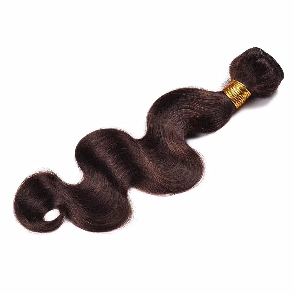 FEEL ME Brazilian Virgin Human Hair Bundles (14 16 18 Inch) - 100% Unprocessed Dark Brown Mink Hair Weft Extensions for Natural Weaving | Perfect for Salon Styling, Everyday Wear & Special Occasions