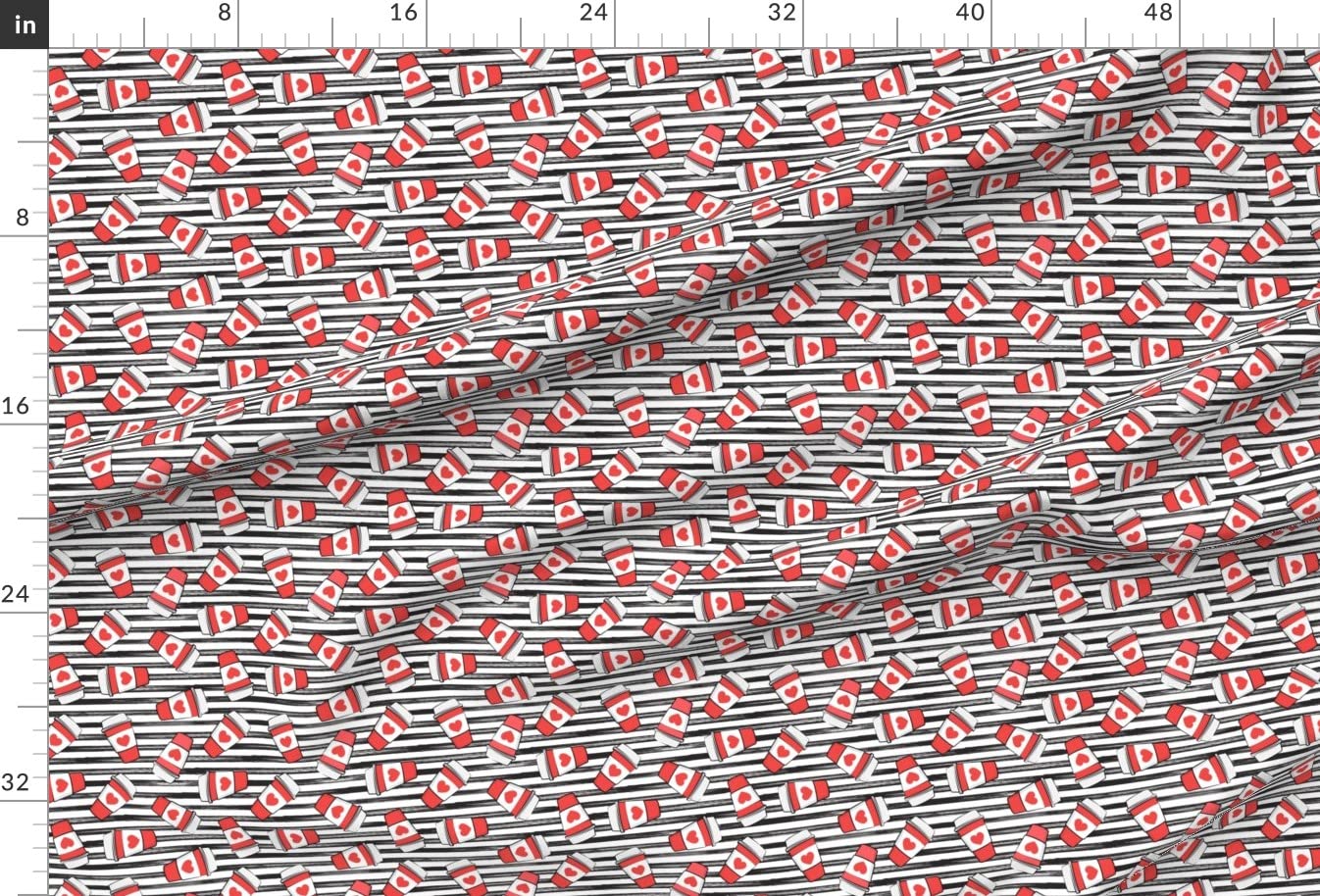 Valentine's Day Coffee Red Hearts & Black Stripes Printed Minky Fabric Fat Quarter - Soft Plush Material for Sewing Baby Blankets, Quilt Backing, DIY Crafts - Perfect for Romantic Gifts & Home Decor