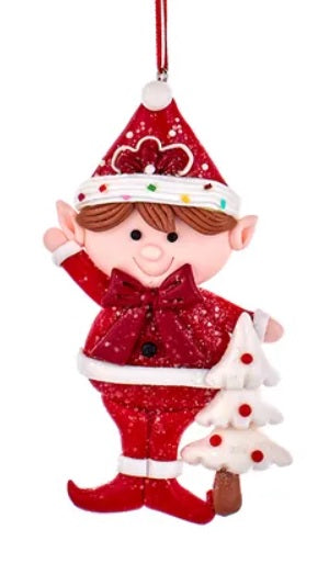 4.5 Inch Red & White Gingerbread Elf Christmas Ornament - Festive Holiday Decor for Tree, Mantel, and Gift Giving