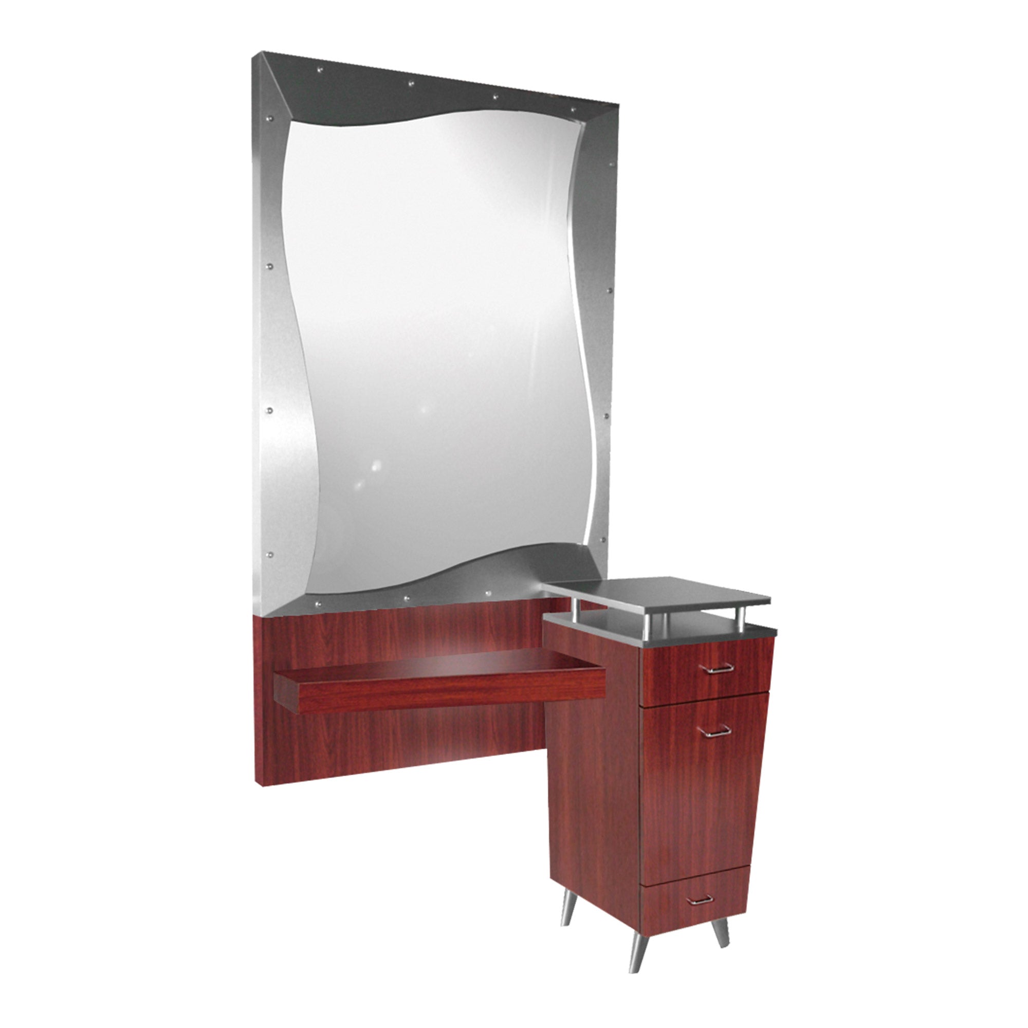 Mid Town Styling Station - Professional Hair Dressing Table with Mirror & Storage for Salon, Barbershop & Home Use