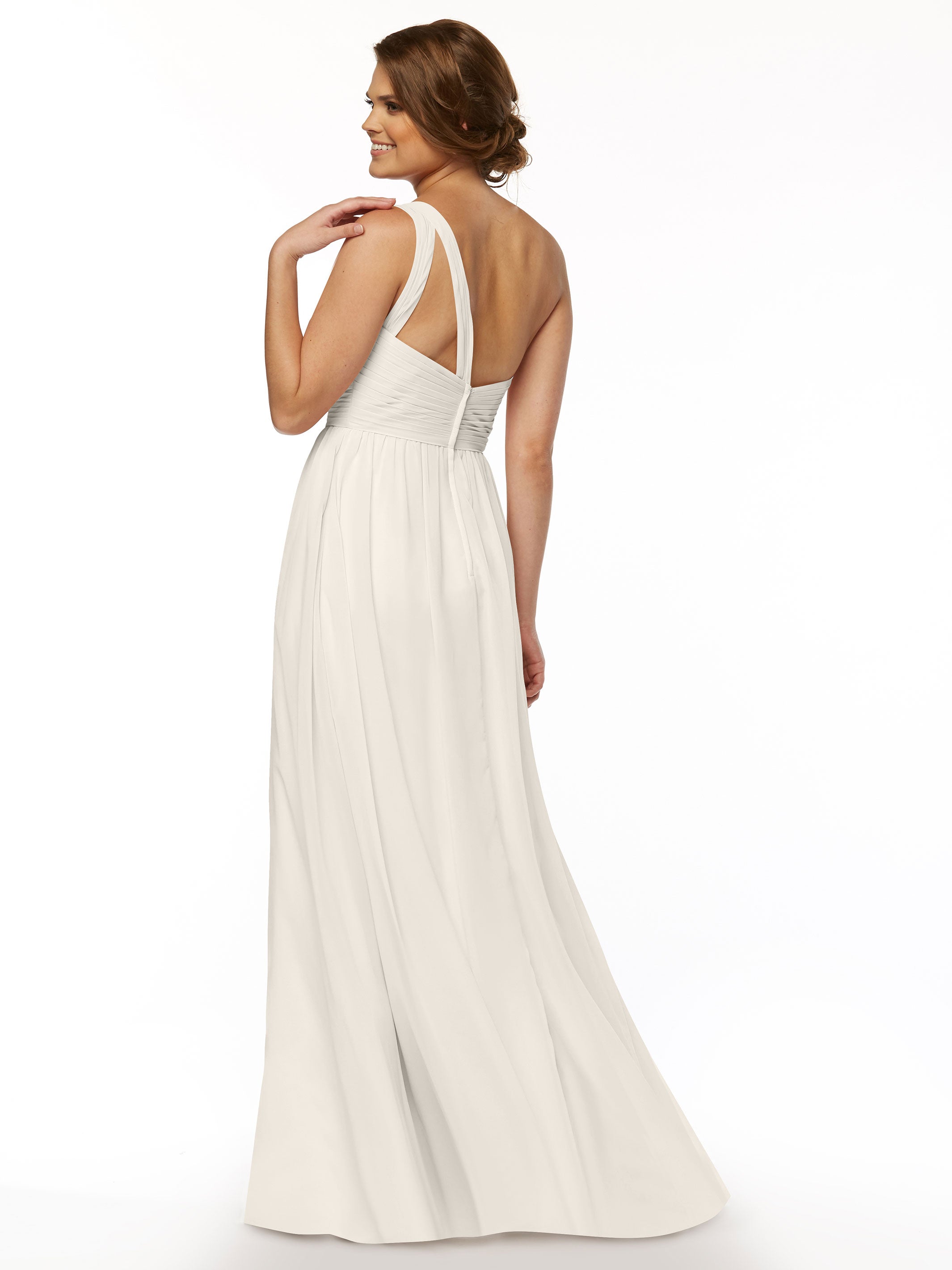 Elegant One Shoulder A-Line Chiffon Bridesmaid Dress with Ruching - Perfect for Weddings, Formal Events & Special Occasions (Style #80047)