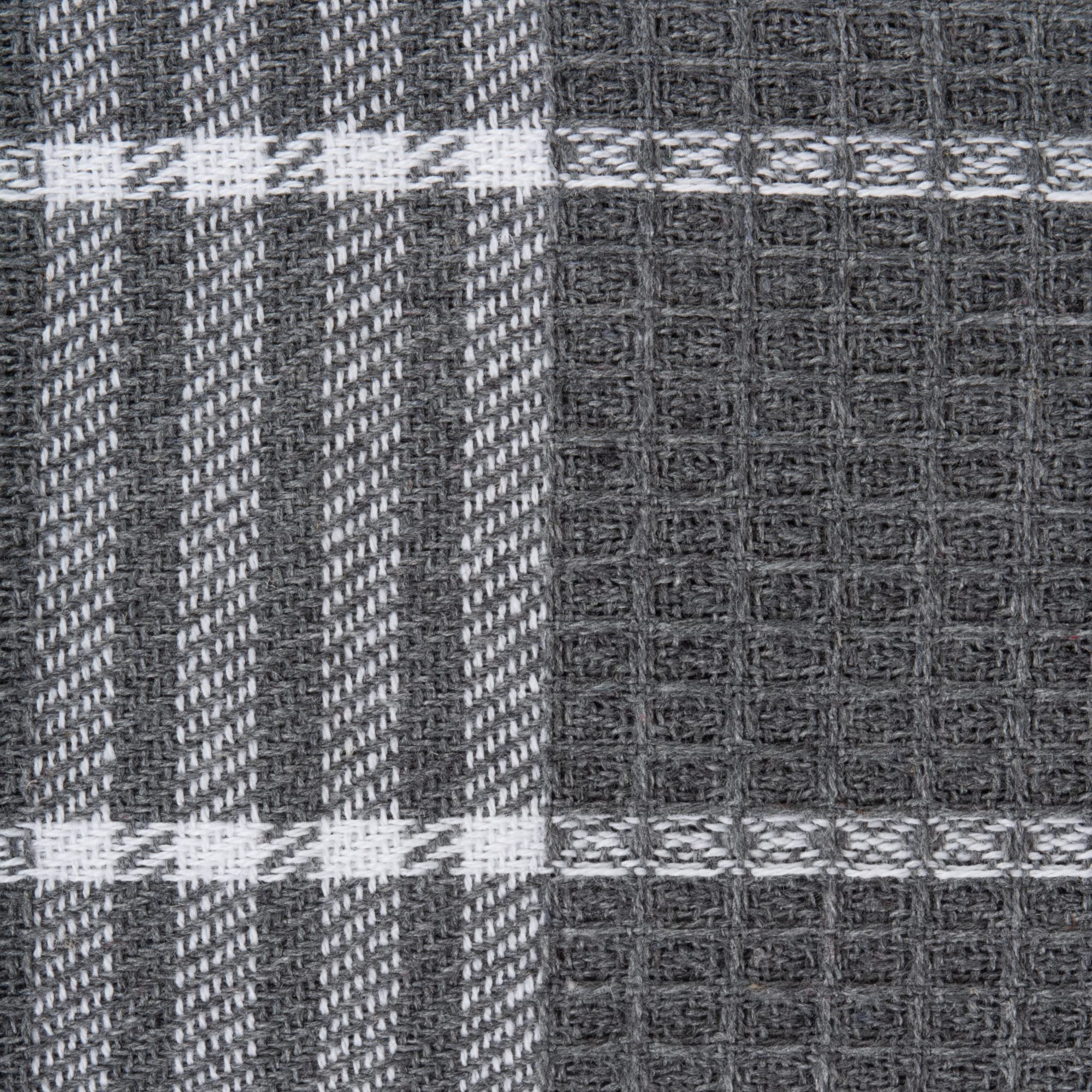Premium Set of 12 Gray & White Waffle Weave Dish Towels - 13