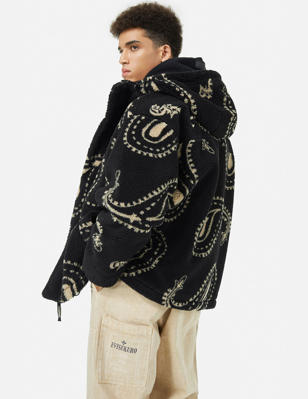 Stylish Allover Paisley Print Relaxed Fit Fleece Padded Hooded Jacket for Men & Women - Cozy Winter Outerwear for Casual Wear, Outdoor Activities & Travel