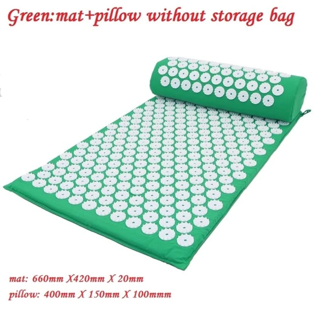 Acupressure Massage Yoga Mat with Pillow - Premium Non-Slip Exercise Mat for Pain Relief, Stress Relief & Relaxation - Perfect for Home Yoga, Meditation, Physical Therapy & Post-Workout Recovery