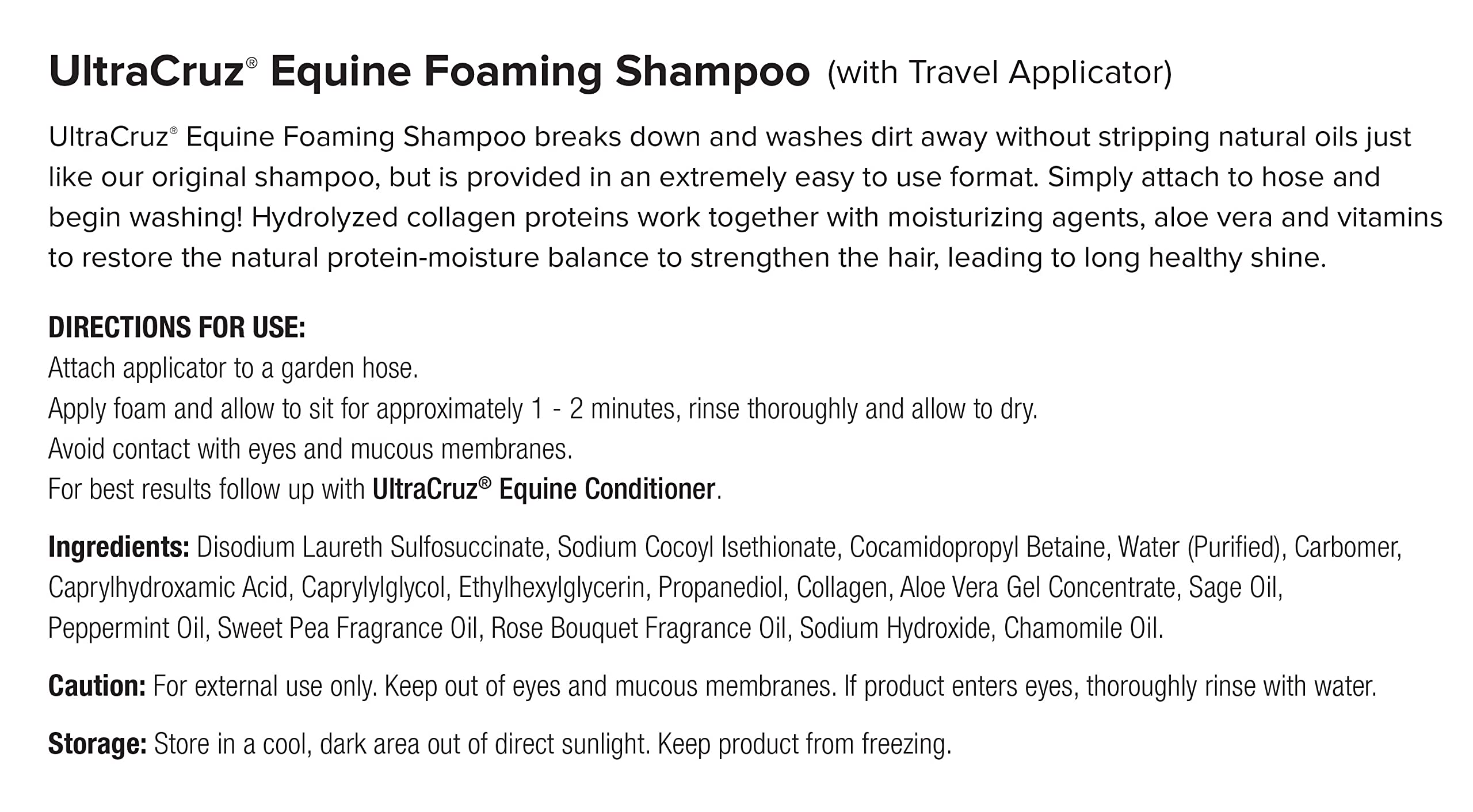 UltraCruz Equine Foaming Horse Shampoo Refill - 5 Gallon | Gentle Cleaning for Horses, Ponies & Show Animals | Ideal for Bathing, Grooming & Competition Prep
