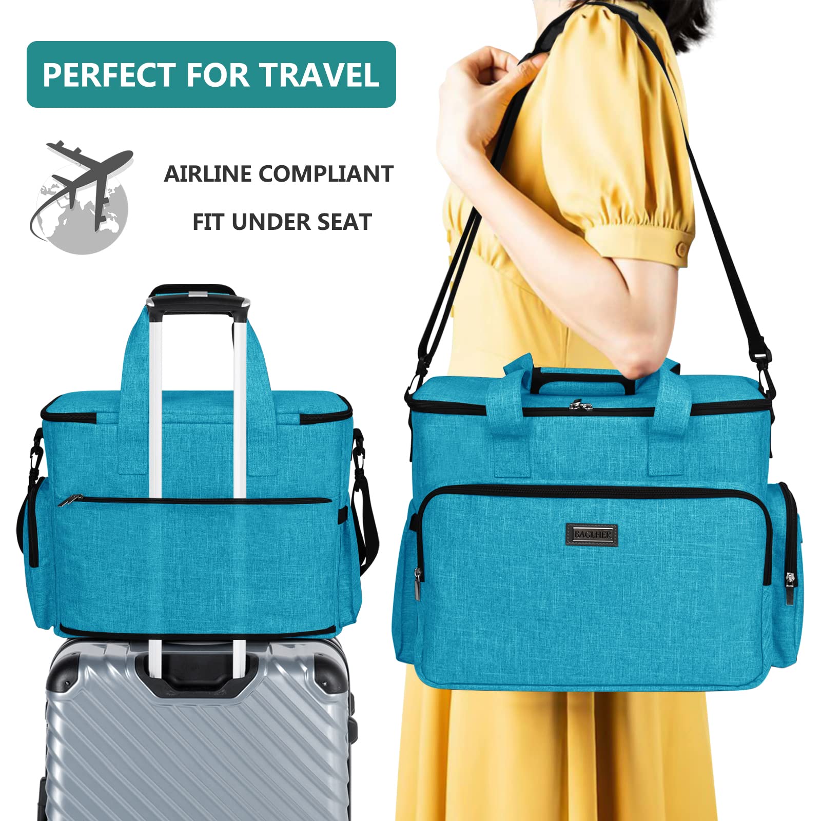 BAGLHER Pet Travel Bag with Bowls & Containers - Sky Blue for Dog Travel Essentials