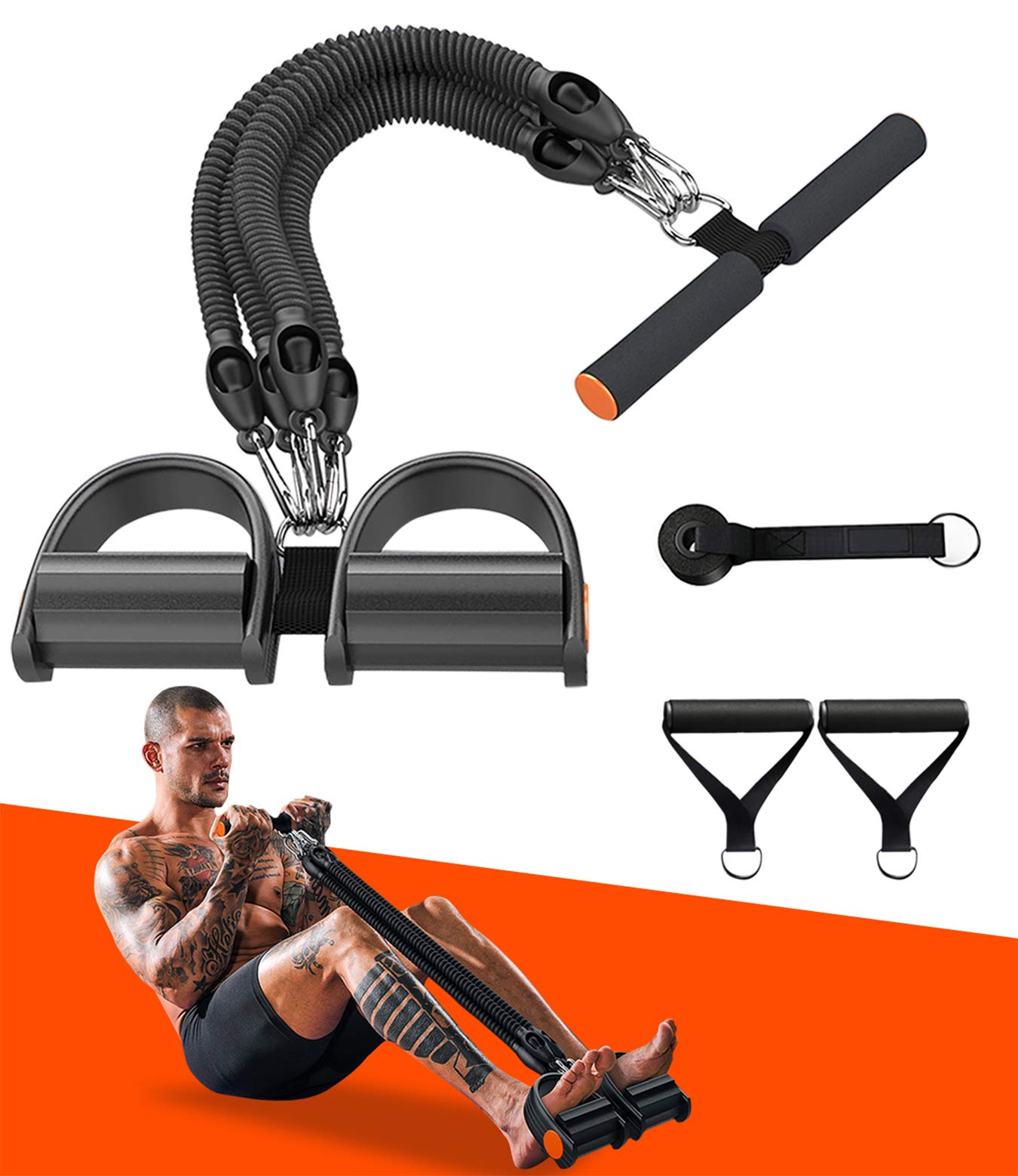 Premium Resistance Band Set with Handles - Adjustable Elastic Pull Rope for Waist, Arm & Leg Workouts - Multifunctional Home Gym Equipment for Strength Training, Yoga & Physical Therapy - Perfect for Home Fitness, Office Workouts & Rehabilitation Exercises