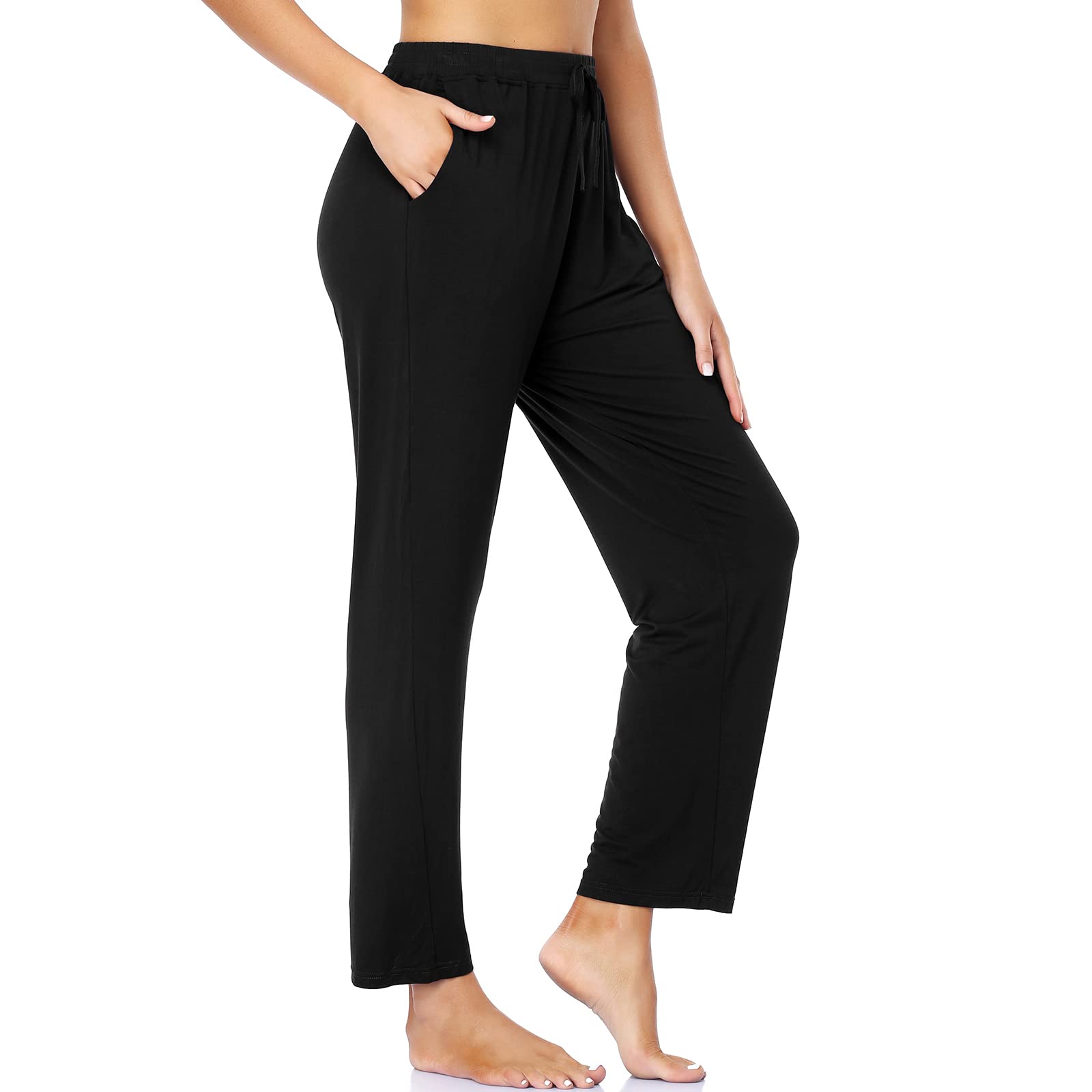 OLIKEME Women's High Waist Sweatpants with Pockets - Yoga Lounge Pants, Drawstring Wide Leg Workout Pants for Running, Gym & Casual Wear