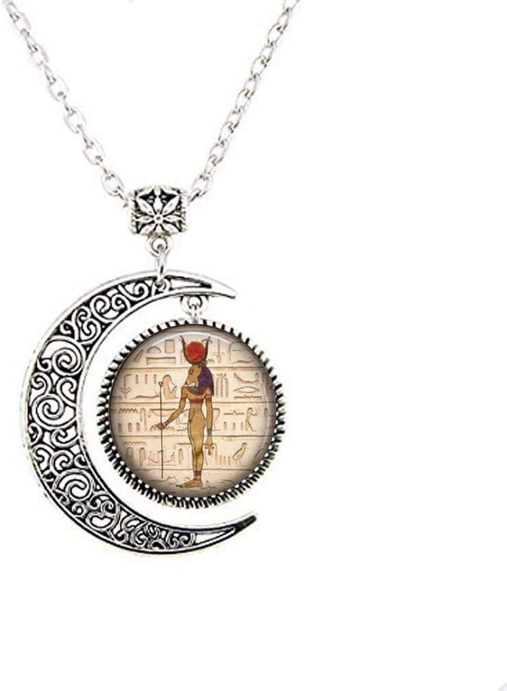 Vintage Anubis Moon Necklace - Egyptian God of the Underworld Handmade Charm Jewelry | Perfect for Gothic Fashion, Mythology Lovers & Unique Gift Giving