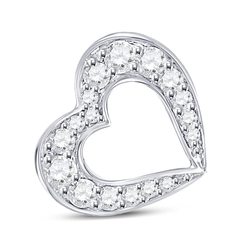 10K White Gold Women's Round Diamond Outline Heart Pendant Necklace - 1/6 Cttw Diamond Jewelry Gift for Her - Perfect for Valentine's Day, Anniversary & Special Occasions