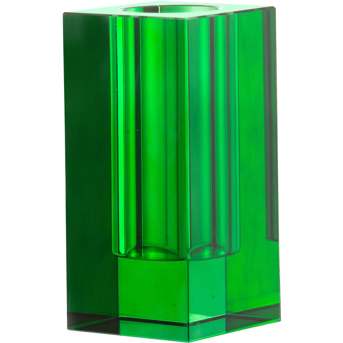 A&B Home 8 Inch Transparent Rectangular Glass Vase with Green Finish - Modern Home Decor for Flowers, Centerpieces & Wedding Arrangements