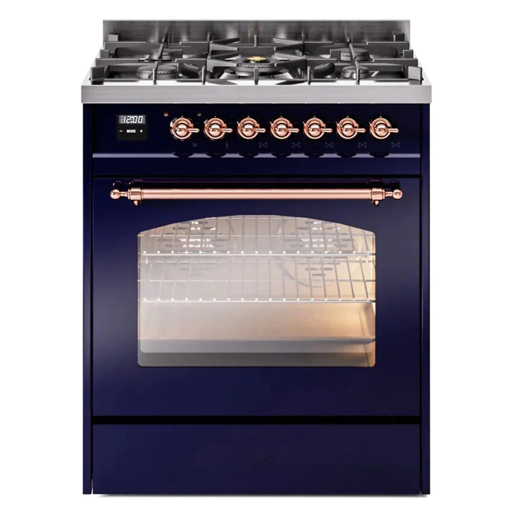 ILVE 30 Nostalgie II Series Freestanding Dual Fuel Range with 5 Sealed Burners - Professional Gas Stove & Electric Oven for Home Kitchen - Perfect for Baking, Roasting, and Family Cooking (Model UP30NMP)