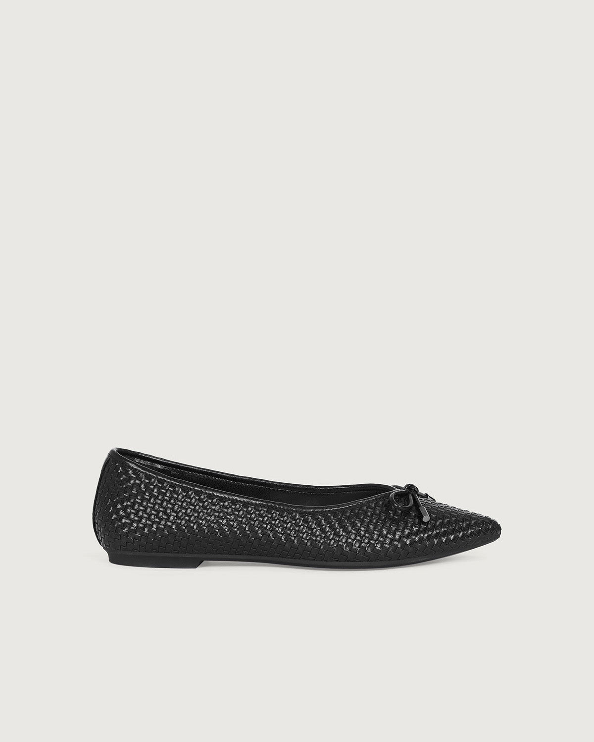 Enfiis Black Sheepskin Pattern Microfiber Woven Ballet Flats - Comfortable Women's Slip-On Shoes for Casual Wear, Office & Travel
