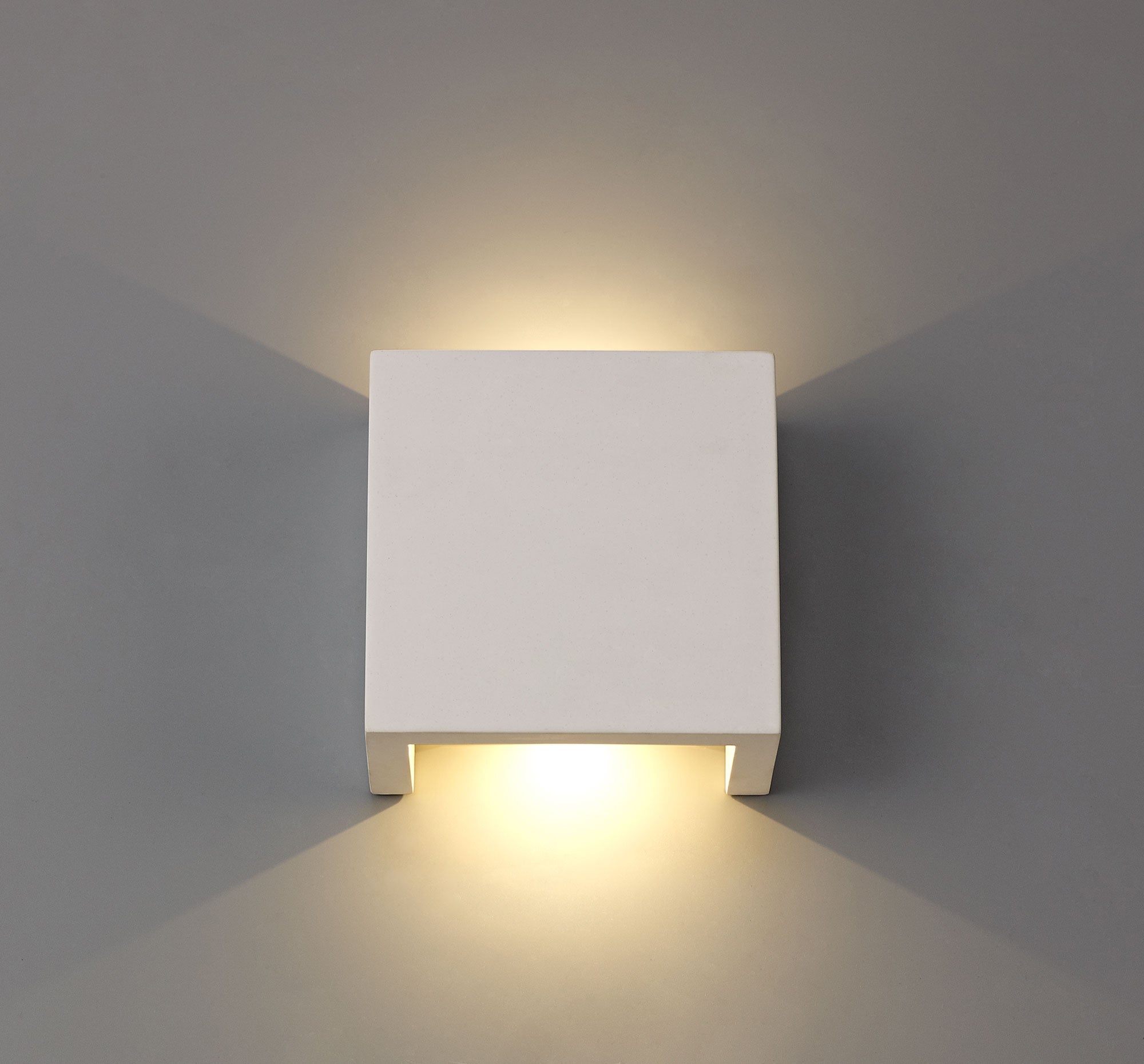 Alina Square Wall Lamp - 6.5W LED Light Fixture, 3000K Warm White, 592 Lumens, Paintable White Gypsum Surface - 3 Year Warranty - Perfect for Bedroom, Living Room, Hallway & Office Lighting