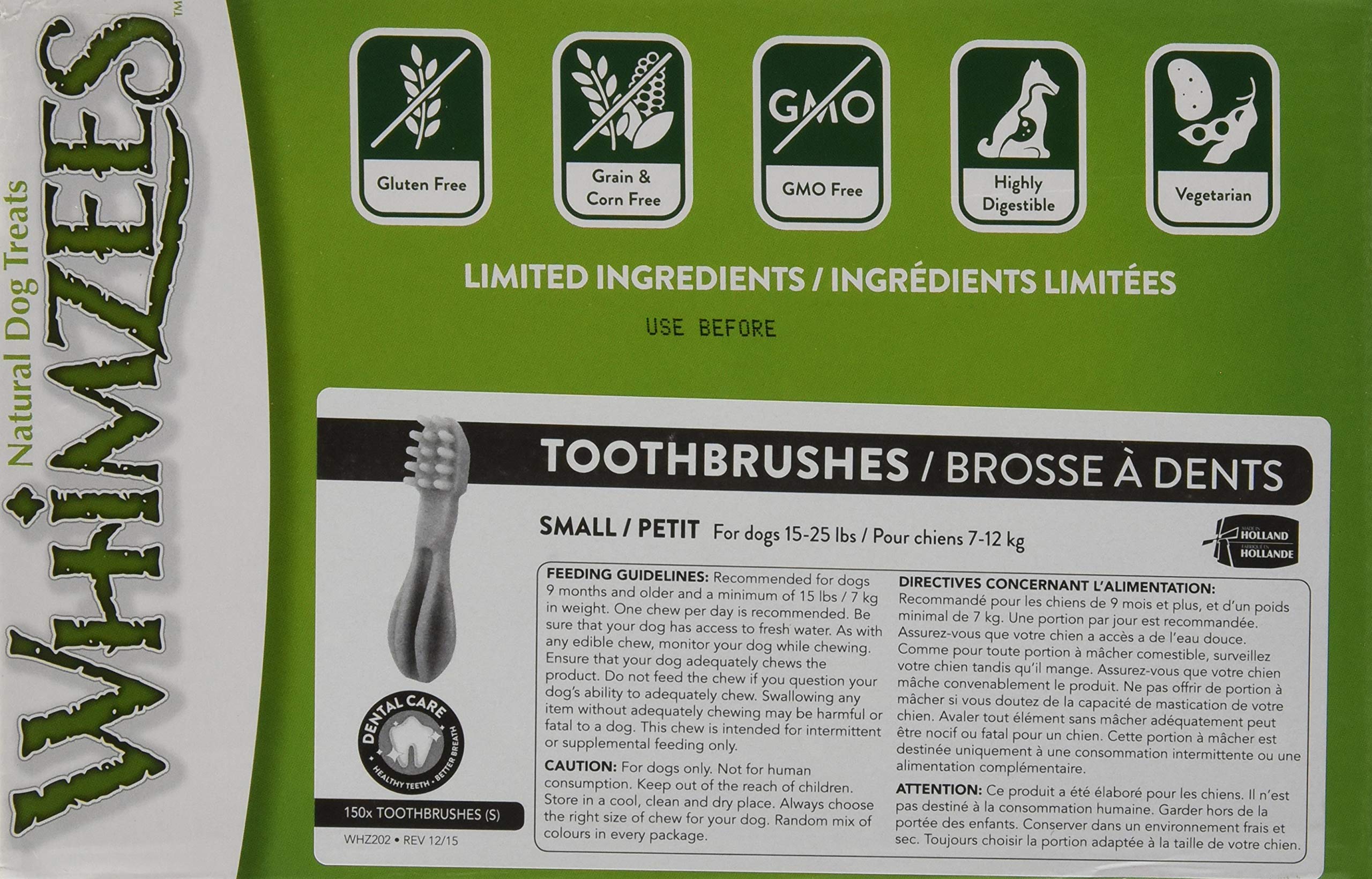 PARAGON 154101 Whimzees Natural Dental Chews for Dogs - 150-Count Small Toothbrush Star Dog Treats for Teeth Cleaning & Fresh Breath | Perfect for Small Breed Puppies & Adult Dogs