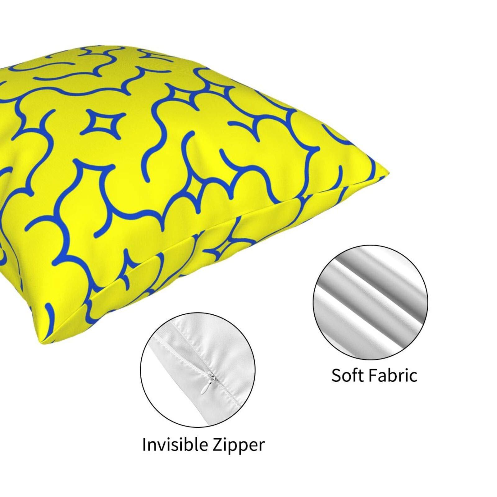 Blue and Yellow Geometric Arc Pattern Pillow Covers 18x18 Inch - Modern Decorative Throw Pillow Cases for Sofa, Bed, Couch & Outdoor Use - Perfect for Living Room, Patio, Car and Home Decor