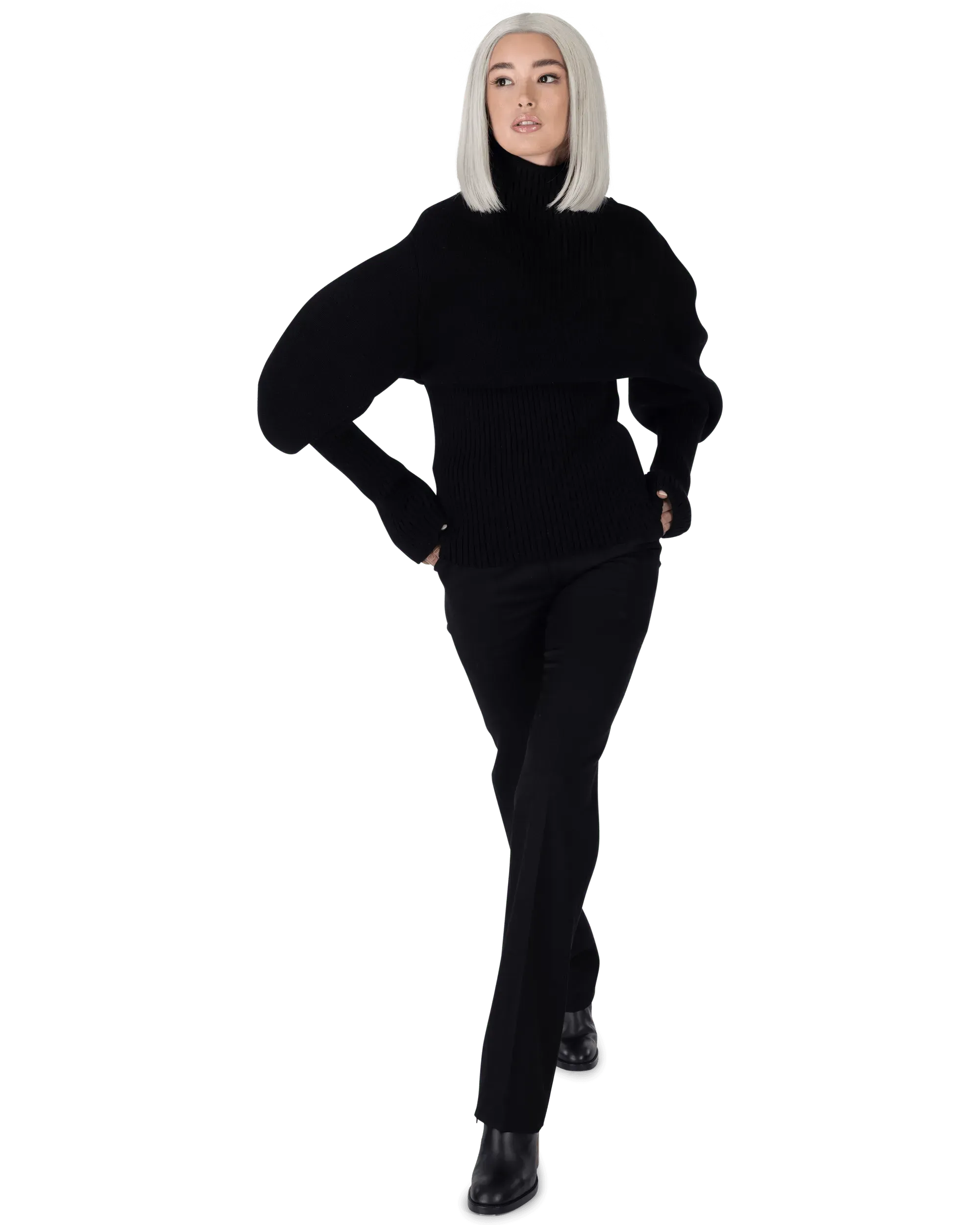 Stretch Wool Pants for Women - Comfortable High Waist Trousers with Elastic Waistband - Perfect for Office, Travel & Casual Wear