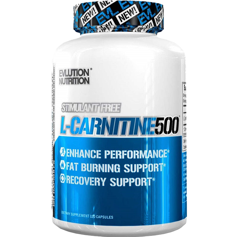 EVLution Nutrition L-Carnitine 500mg Supplement - 120 Capsules for Energy, Weight Loss & Workout Performance | Vegan & Gluten-Free | Pre-Workout & Fat Burner Support