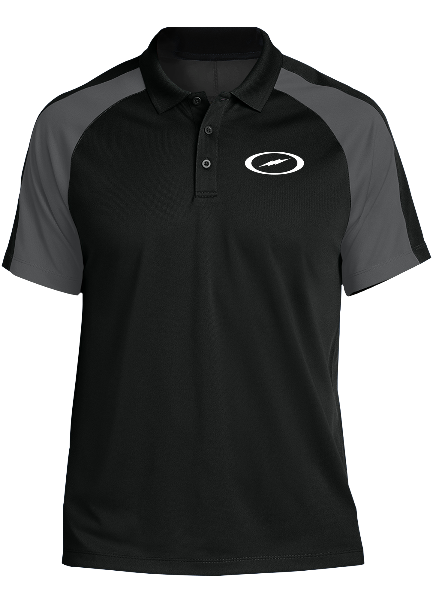 Storm Bolt Tournament Performance Polo Shirt for Men - Moisture Wicking & Breathable Golf Shirt - Black/Gray - Perfect for Golf, Tennis & Casual Wear