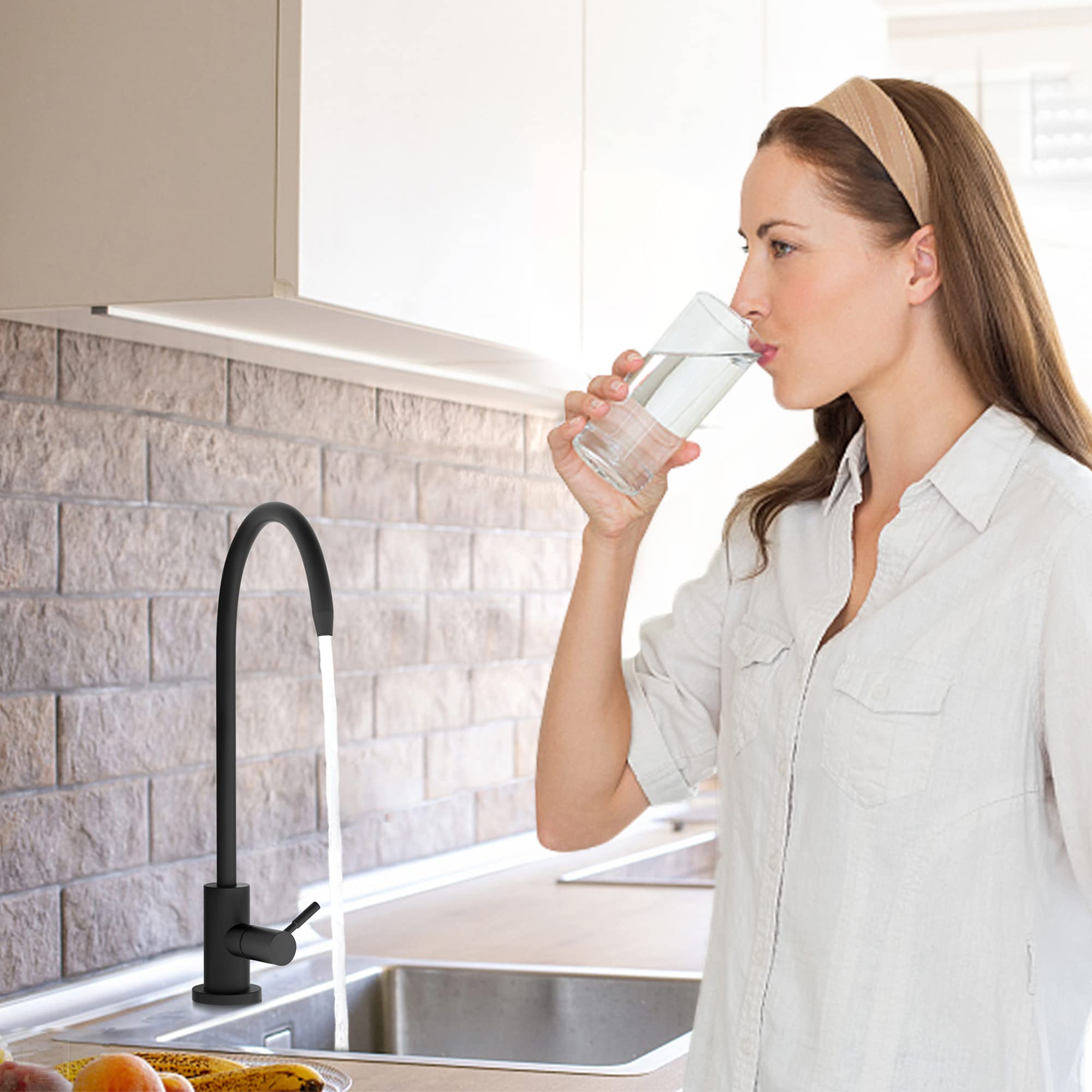 Premium Black Brushed SUS304 Stainless Steel Drinking Water Faucet - 1/4