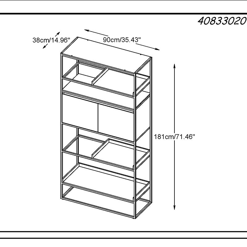RIVOLI 1.8M Display Unit - Modern Smoked Oak & Black Bookshelf for Living Room, Office & Bedroom Storage